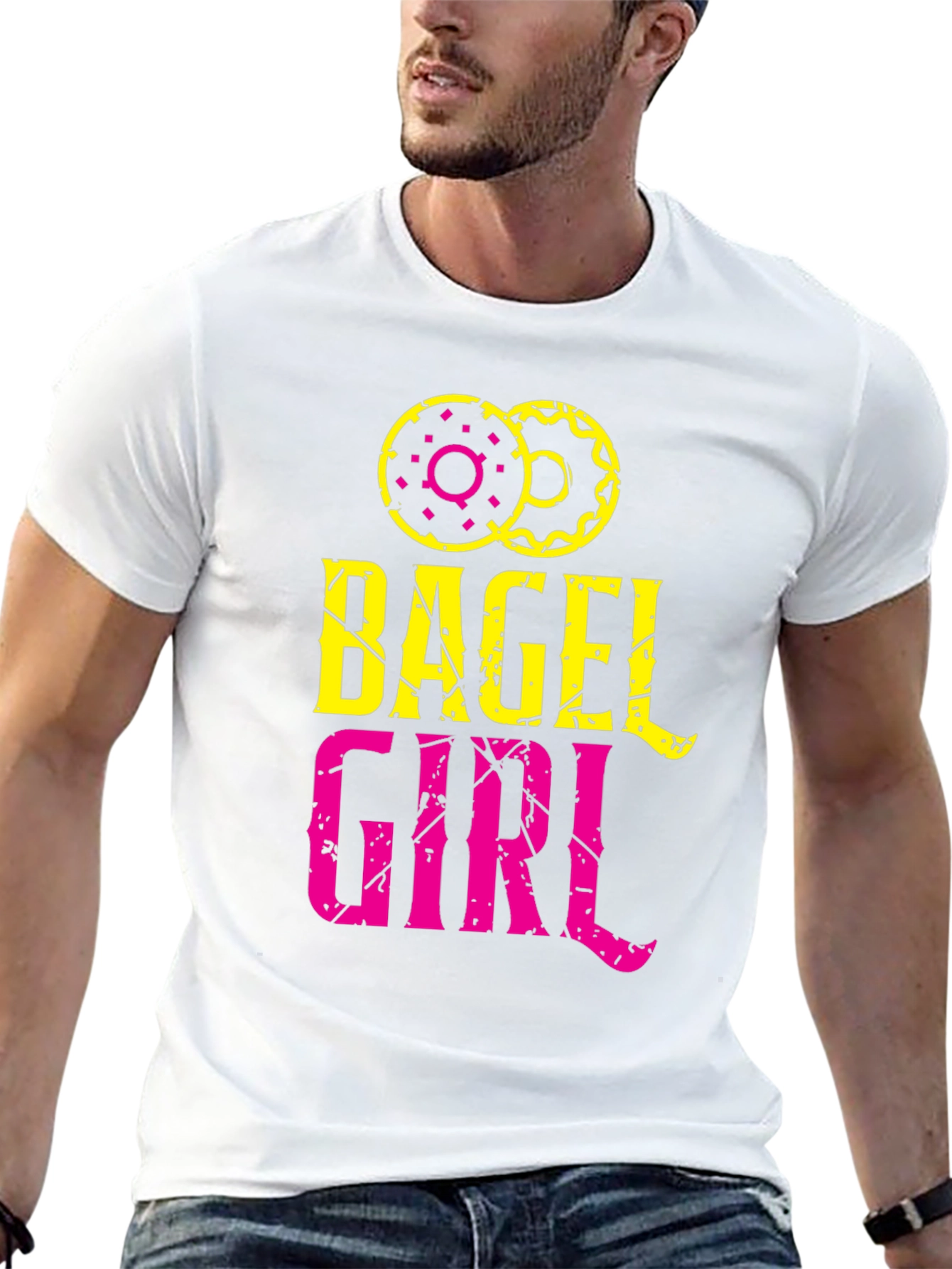 Black Bagel Girl Graphic Tee - Trendy Casual Top view 13