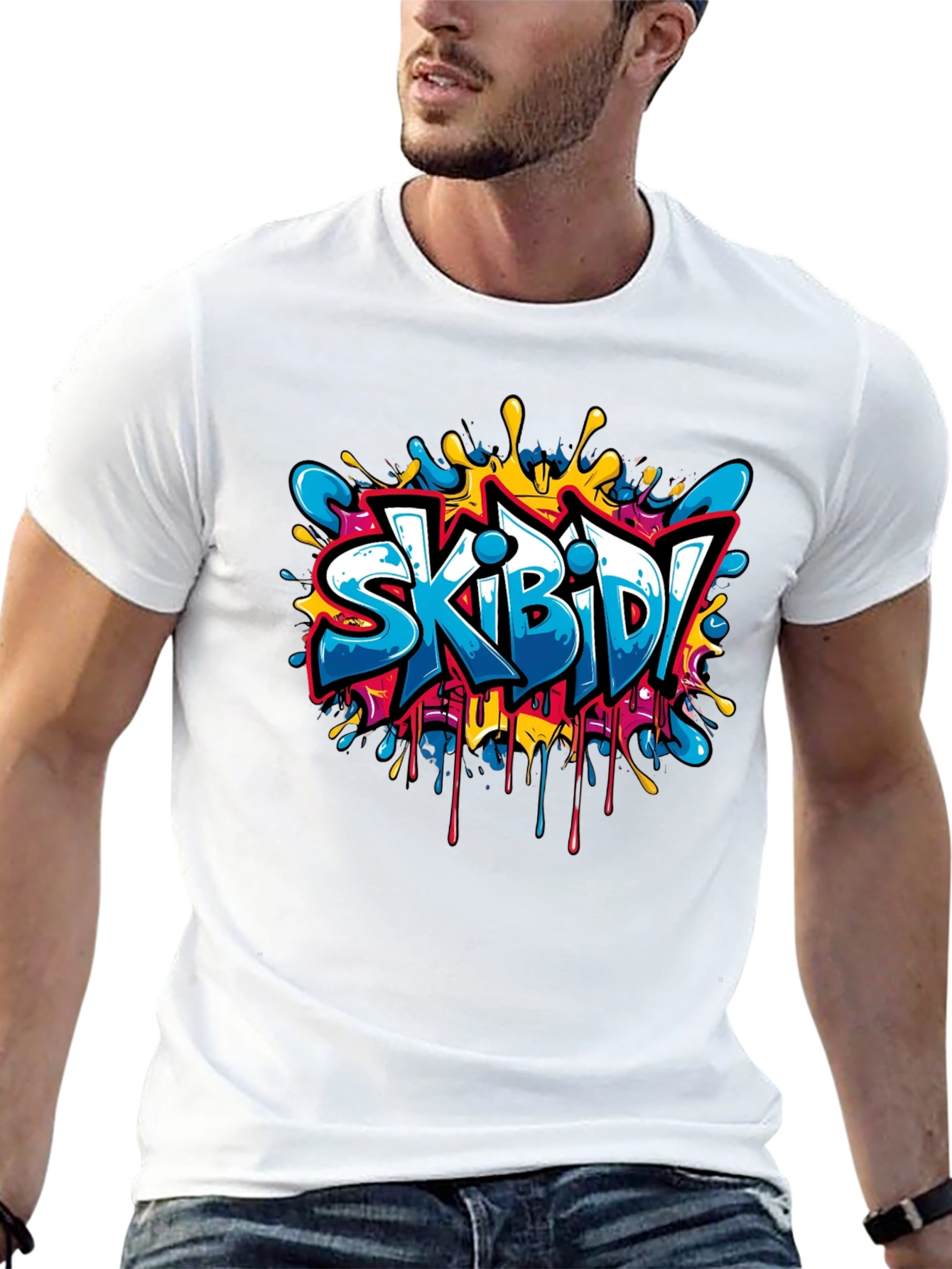 Black Skibidi Graffiti Style Black T-Shirt view 13