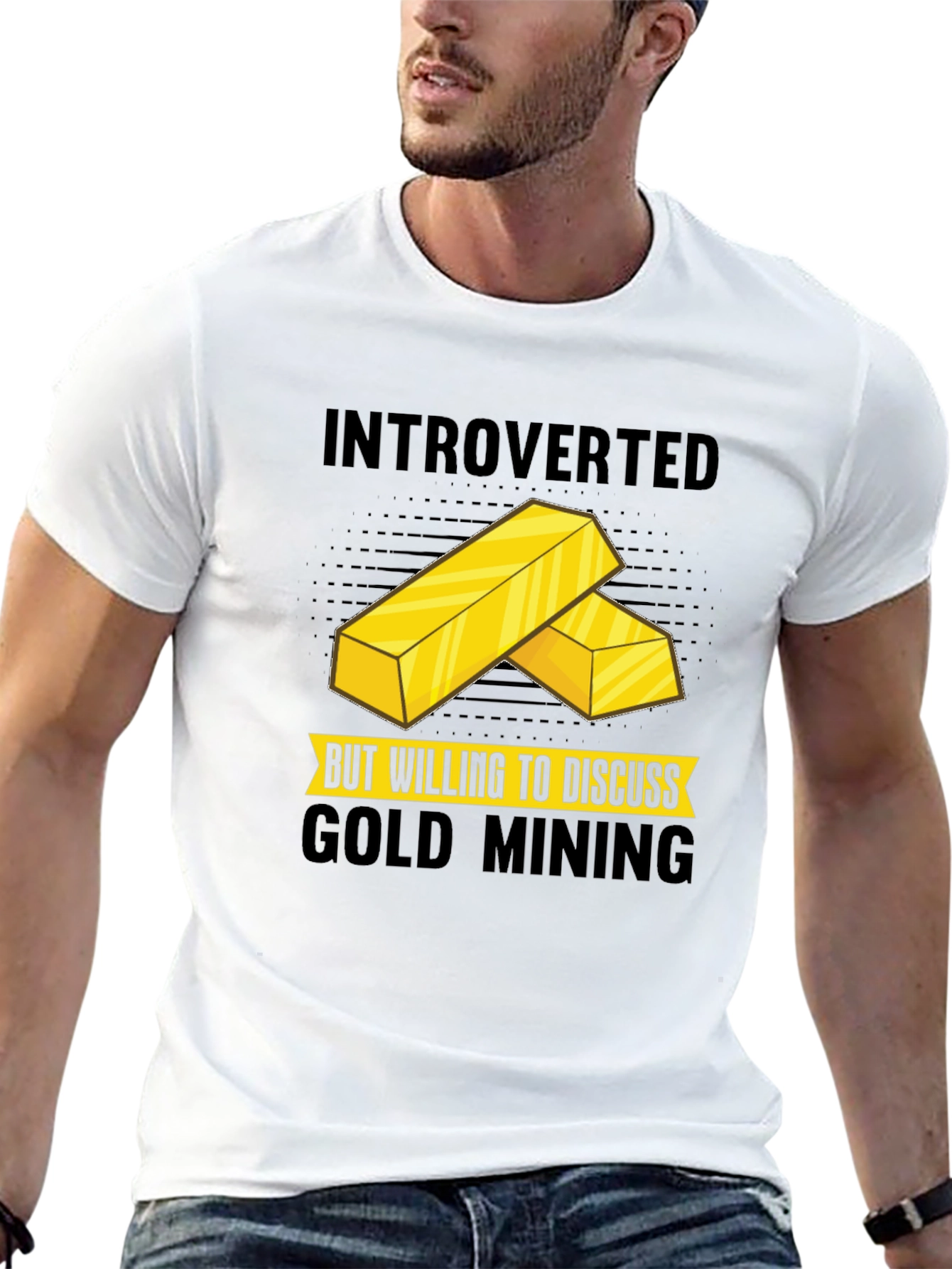 Black Introverted Gold Mining T-Shirt view 13