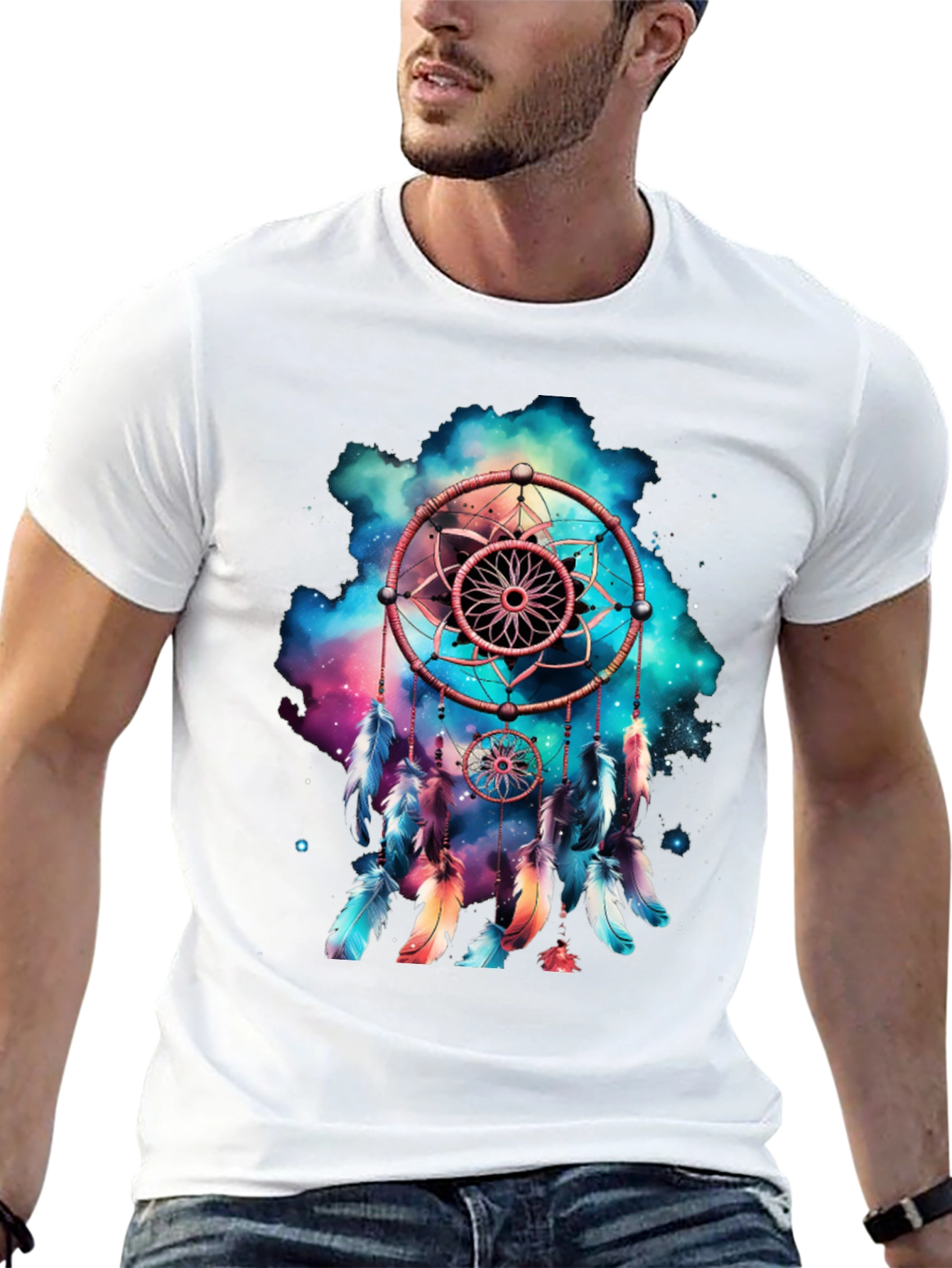 Black Dreamcatcher Graphic Print Men's T-Shirt view 13
