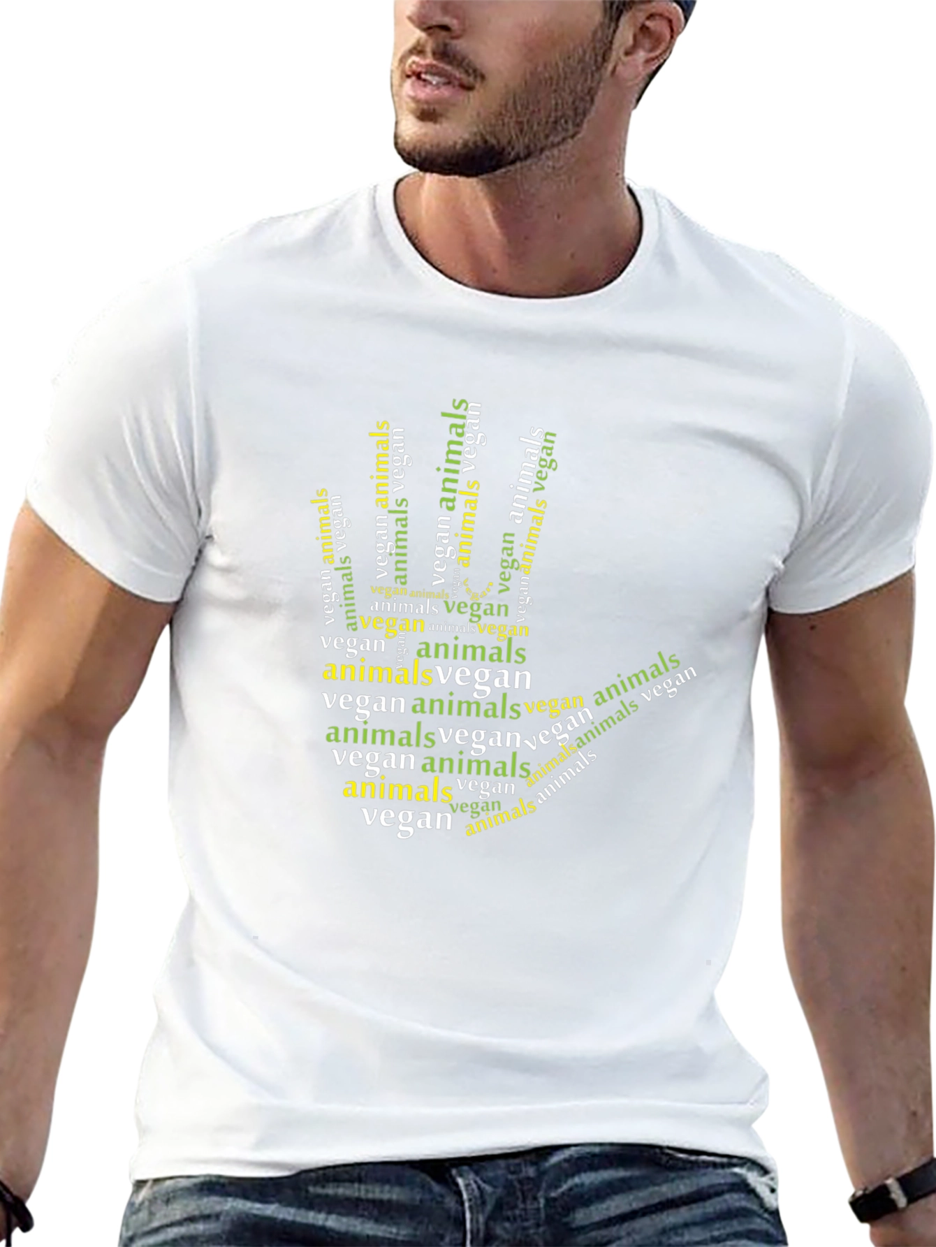 Vegan Animals Hand Graphic T-Shirt - 13