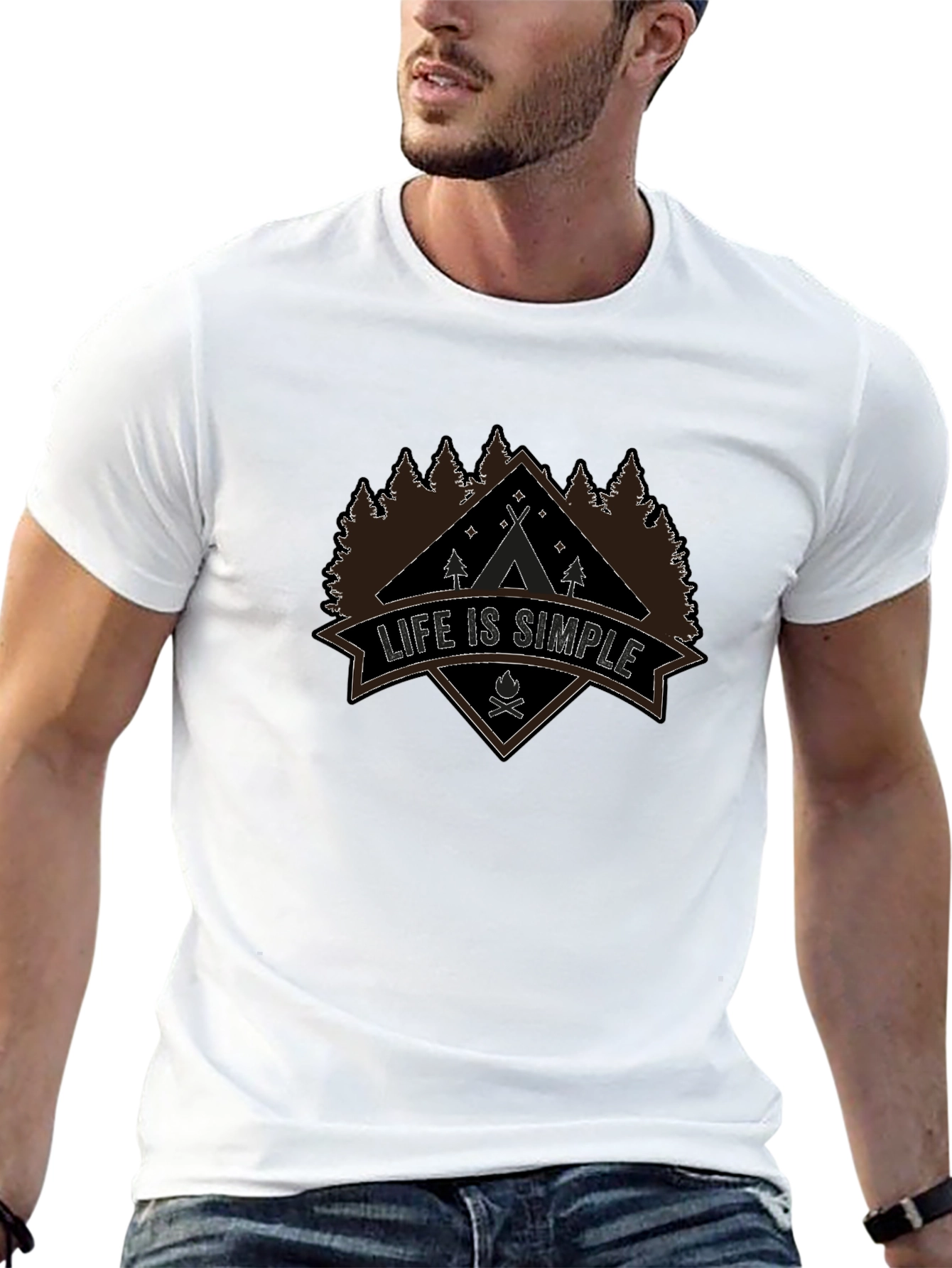 Black Life is Simple Graphic Tee - Men's Black Camping T-Shirt view 13