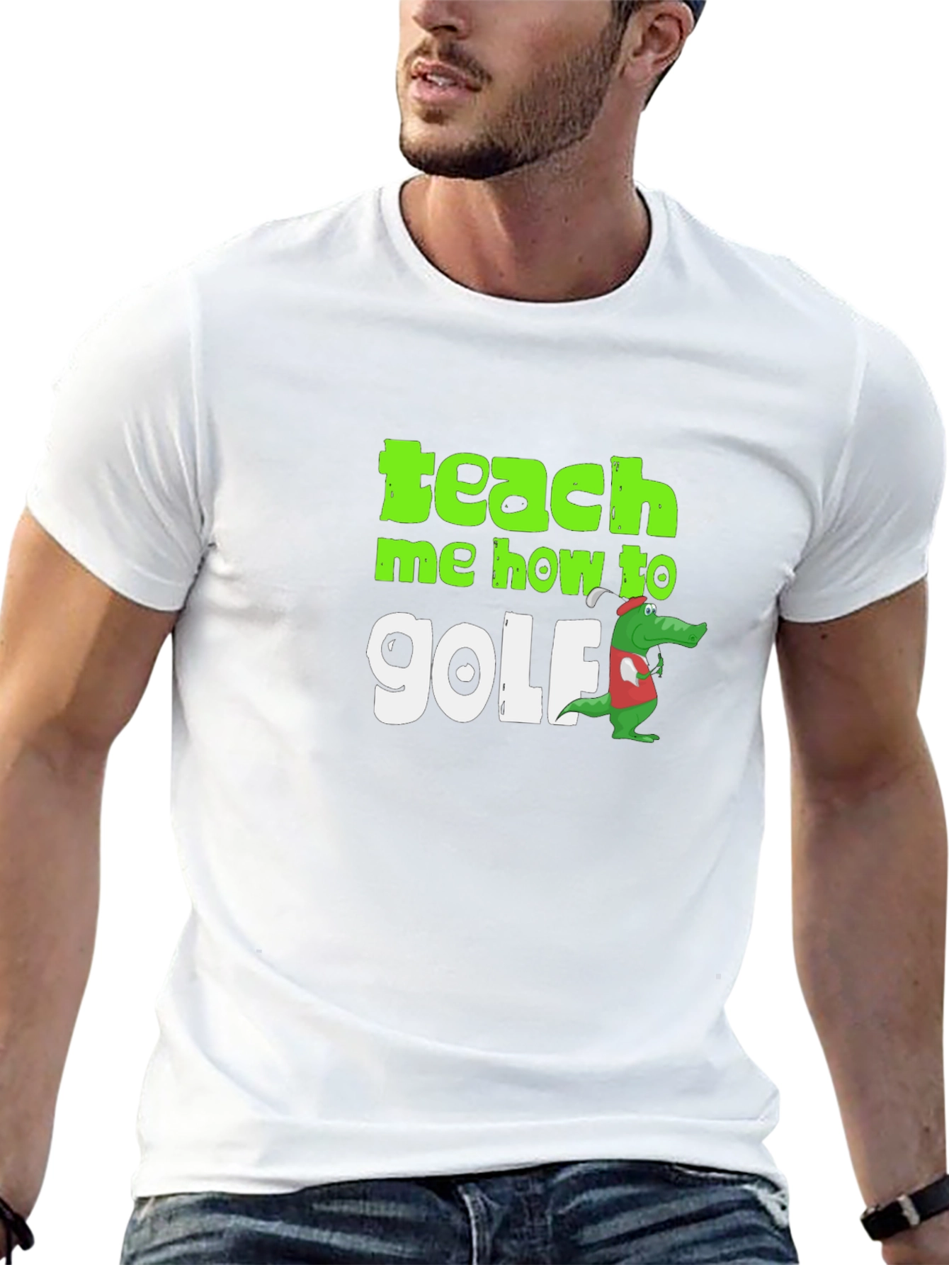 Black Teach Me How To Golf T-Shirt view 13