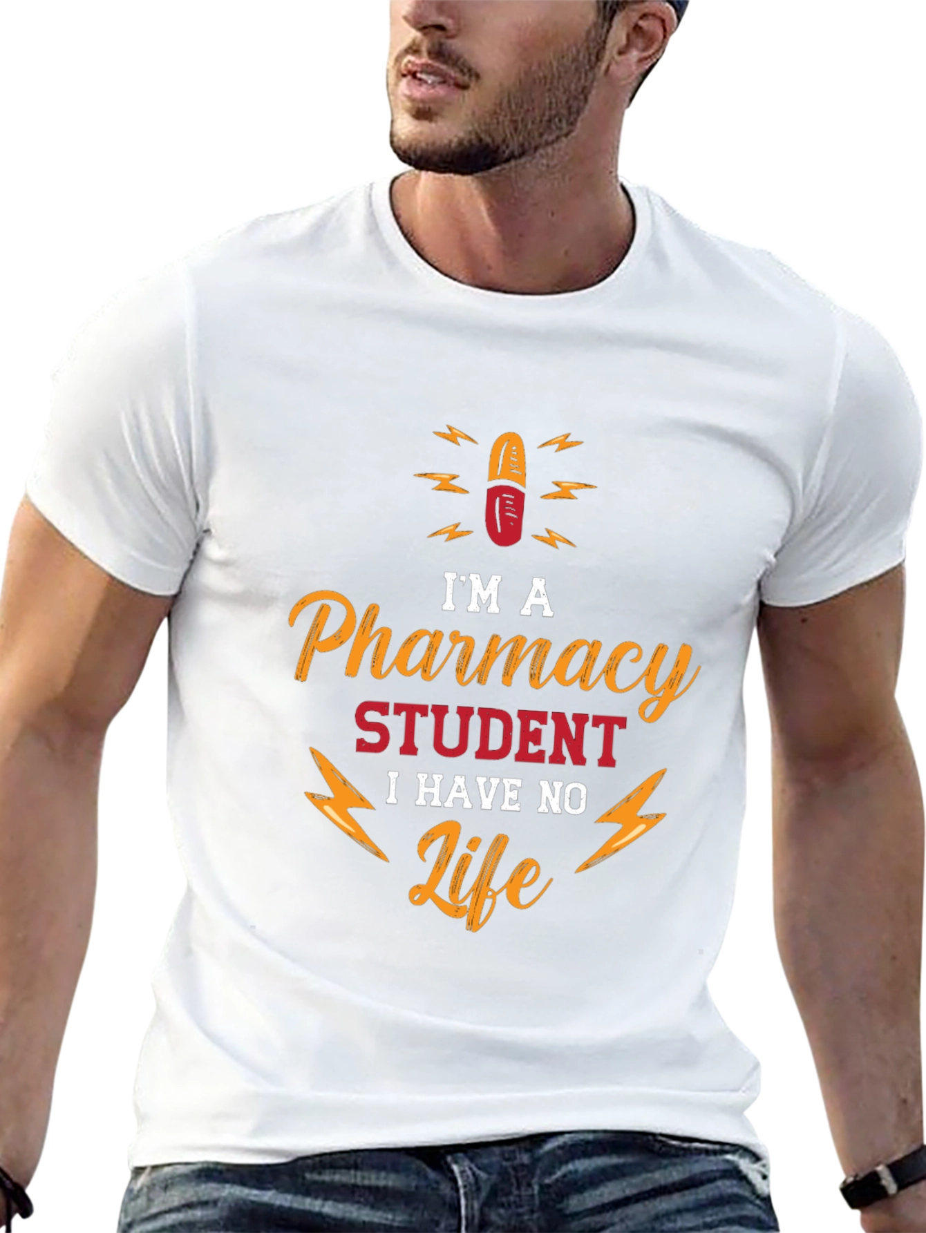 Black Pharmacy Student No Life T-Shirt - Funny College Apparel view 13
