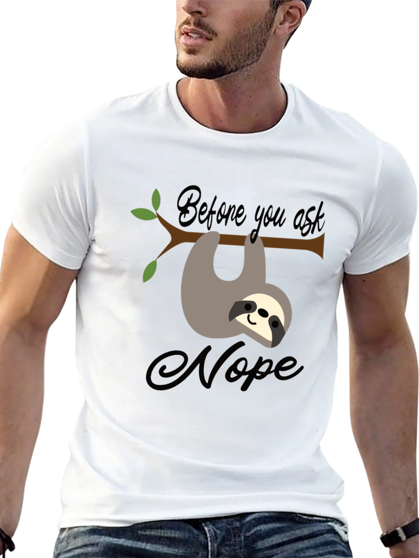 Black Sloth Nope T-Shirt Funny Graphic Tee view 13