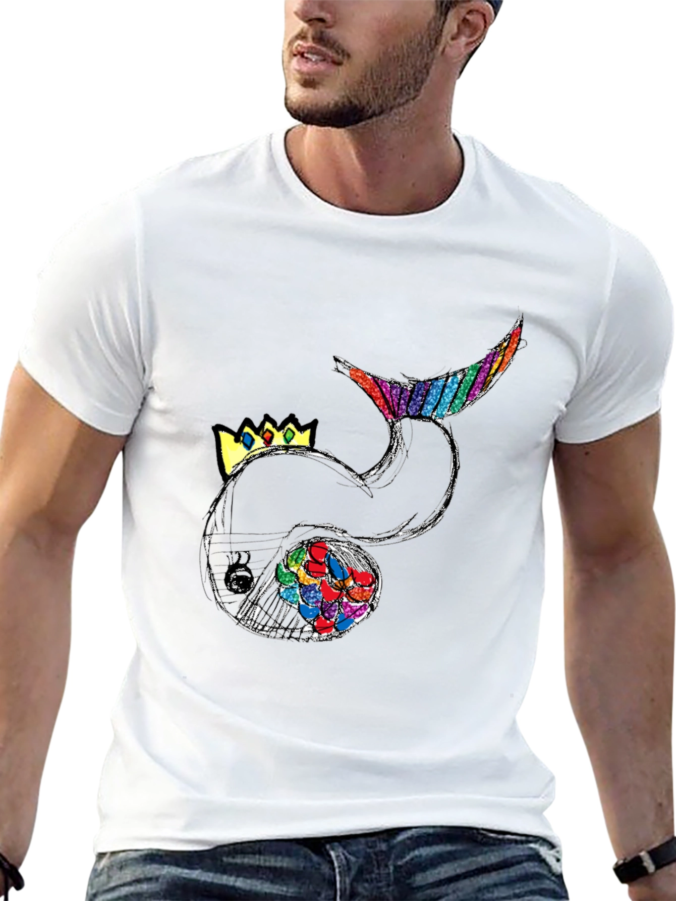 Black Whimsical Whale Graphic Tee - Black Cotton Blend view 13