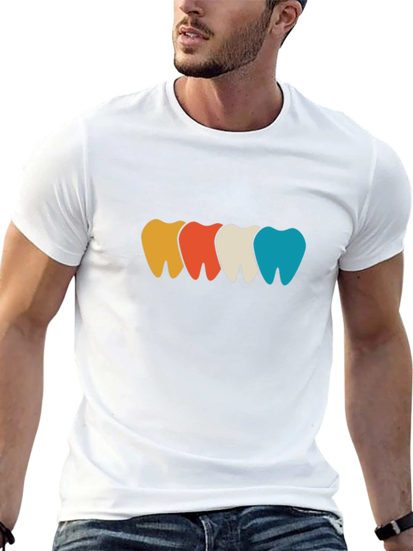 Black Colorful Teeth Graphic Tee - Dentist Fashion view 13