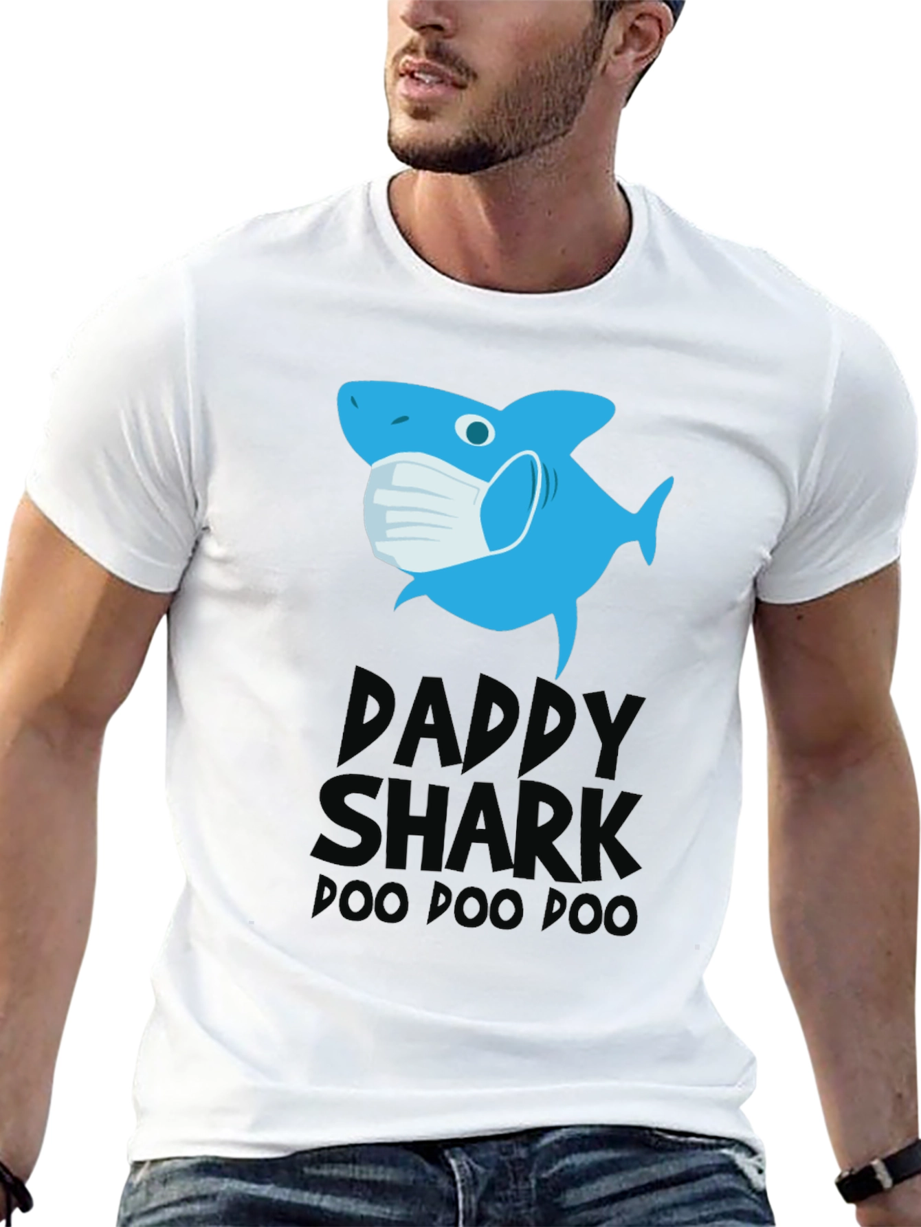 Black Daddy Shark Mask T-Shirt, Doo Doo Doo view 13
