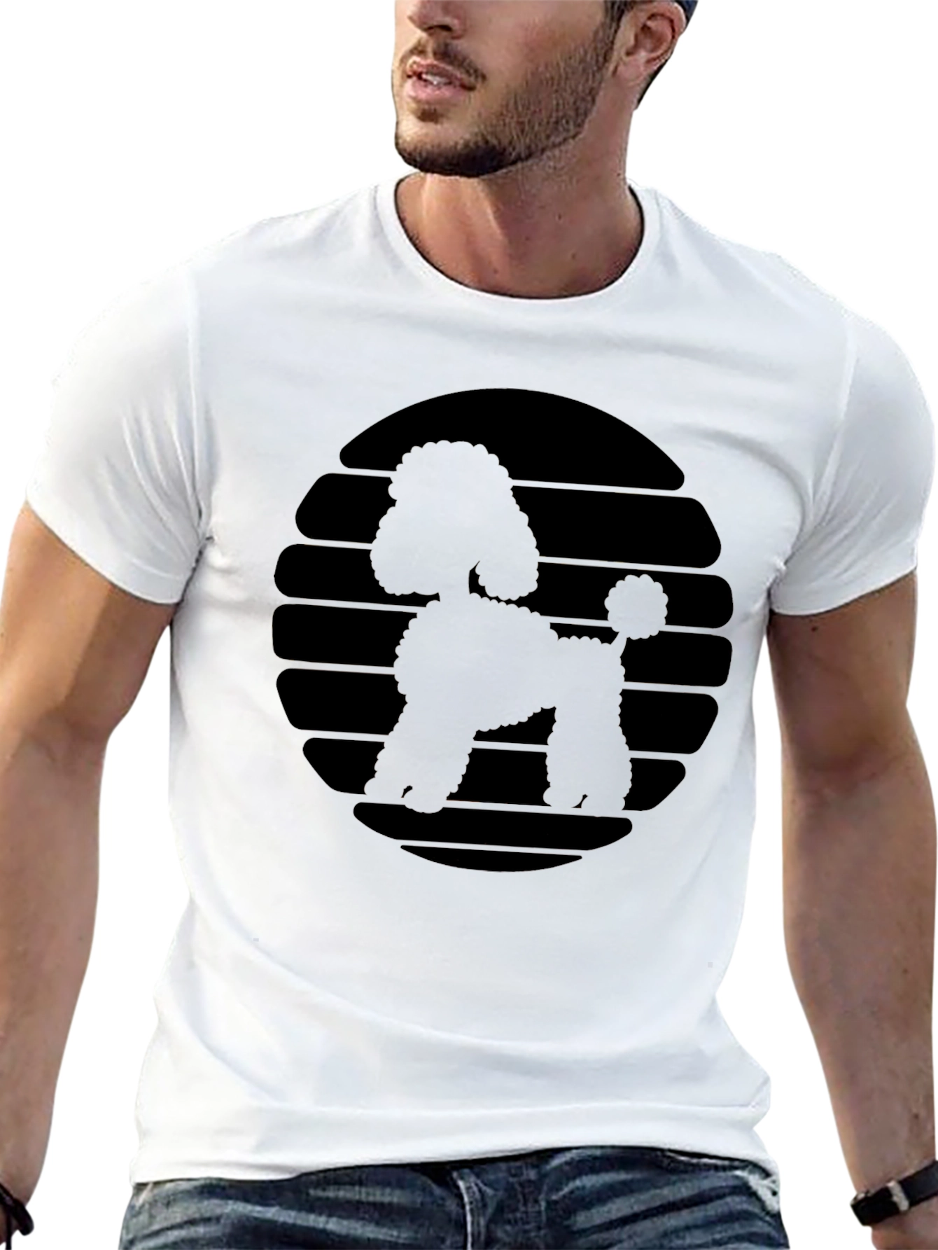 Black Retro Poodle Graphic Tee - Black view 13