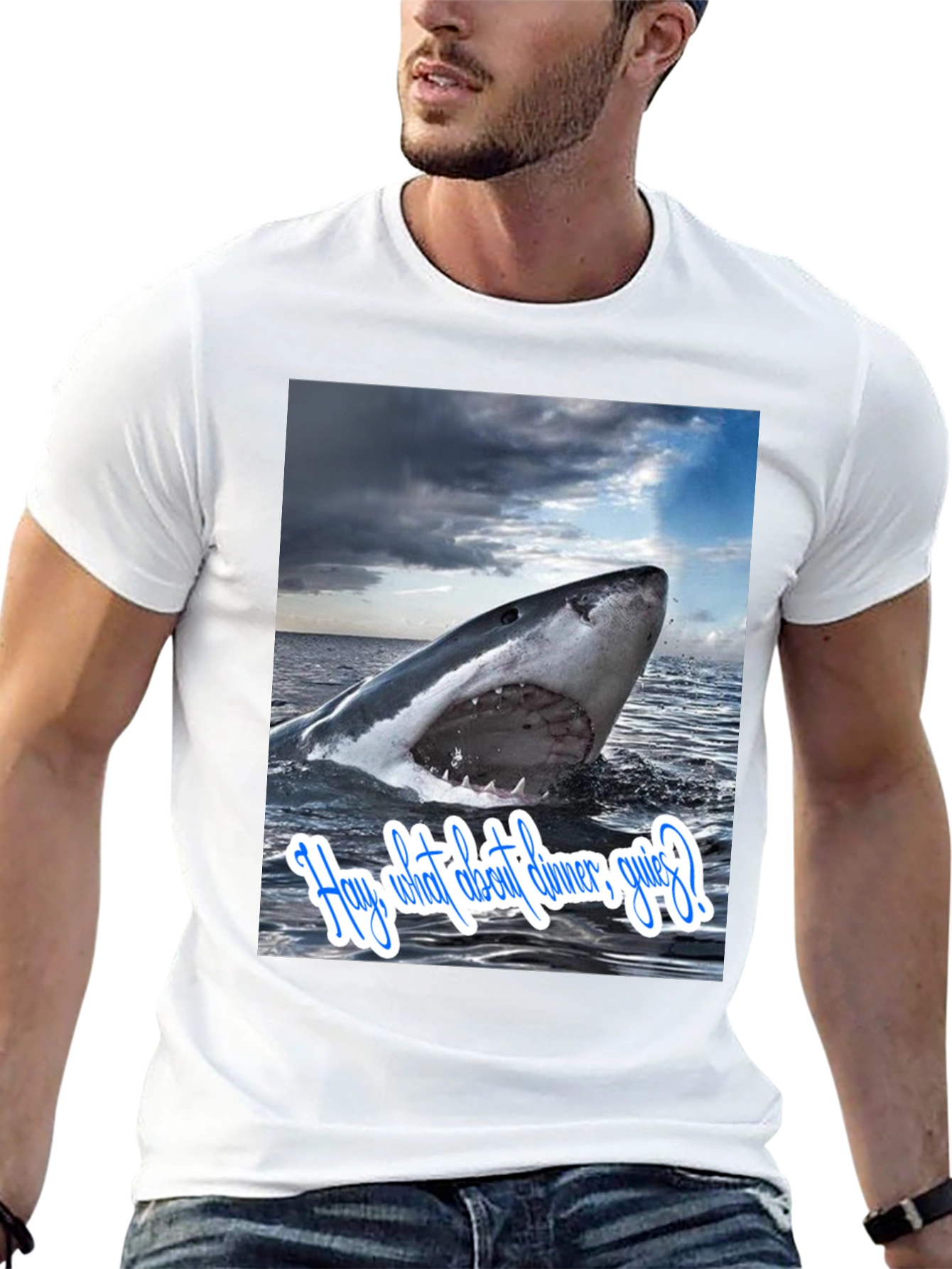 Black Shark Dinner T-Shirt - Funny Ocean Lover Tee view 13