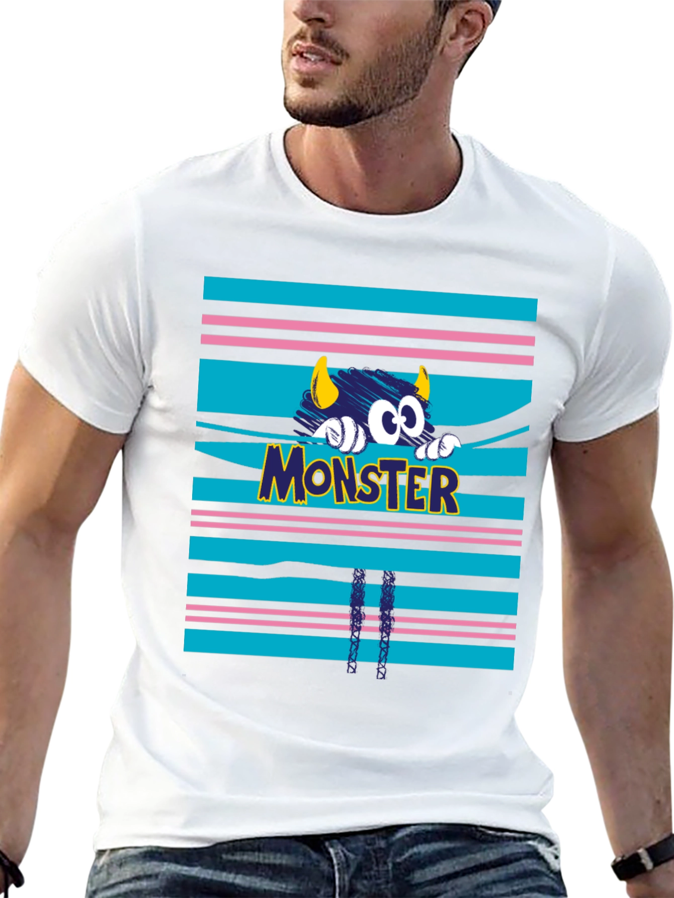 Black Monster Graphic Tee - Black Cotton T-Shirt view 13