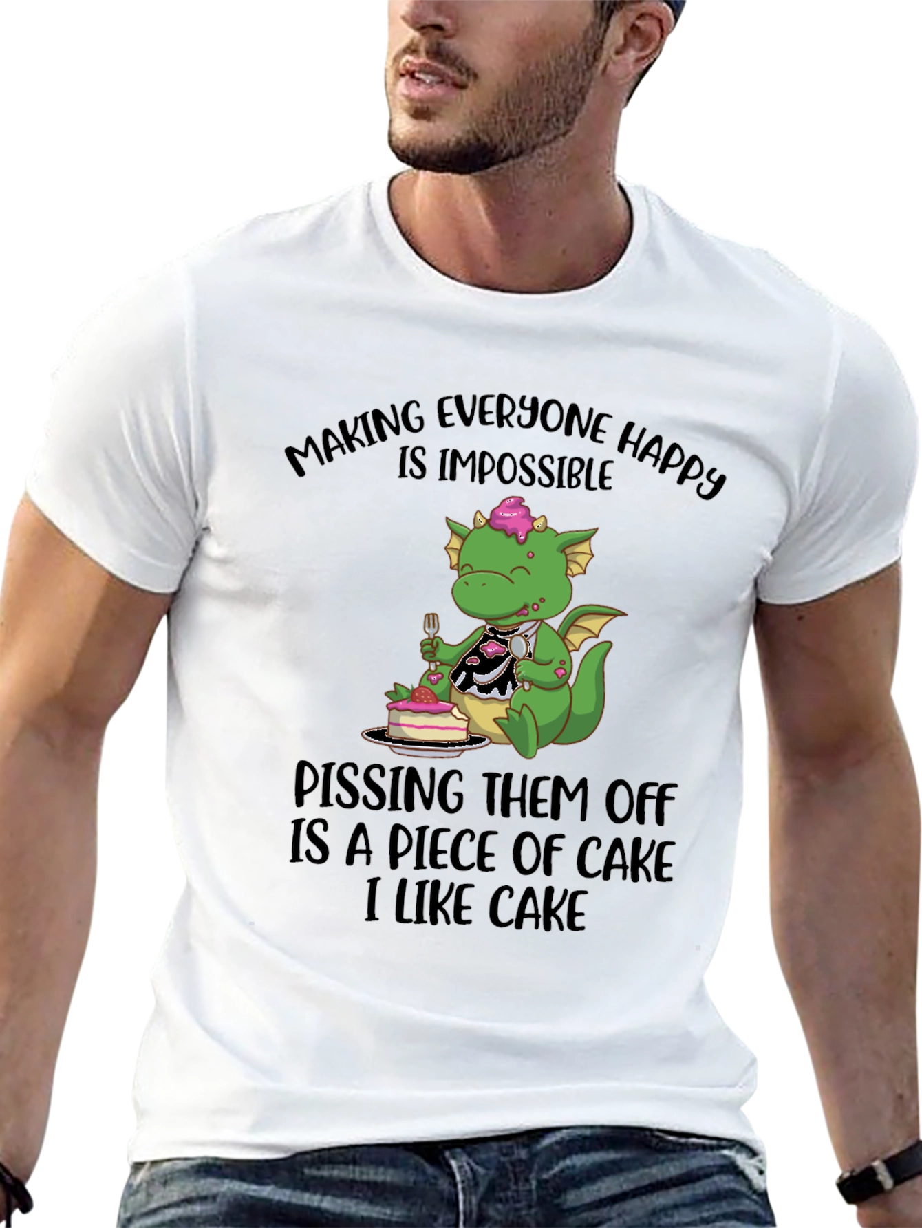 Black Funny Dragon Cake Lover T-Shirt view 13