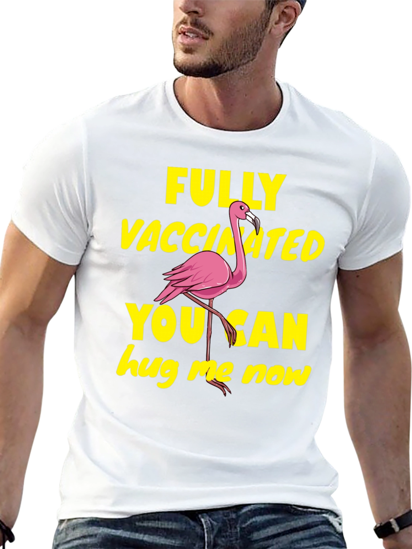 Black Vaccinated Flamingo T-Shirt - Hug Me Now! view 13