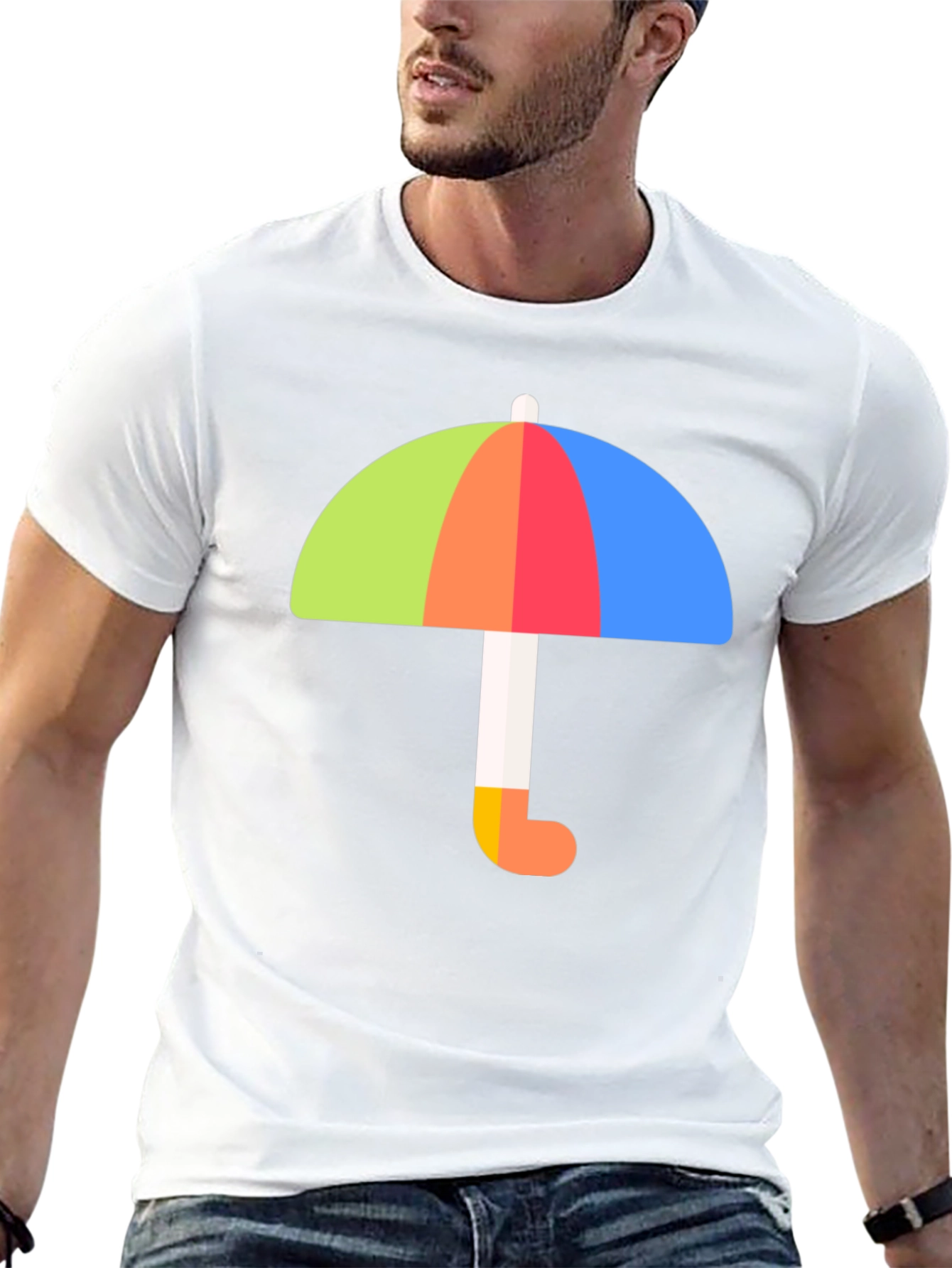 Colorful Umbrella Graphic Tee - Stylish Weather Protection - 13