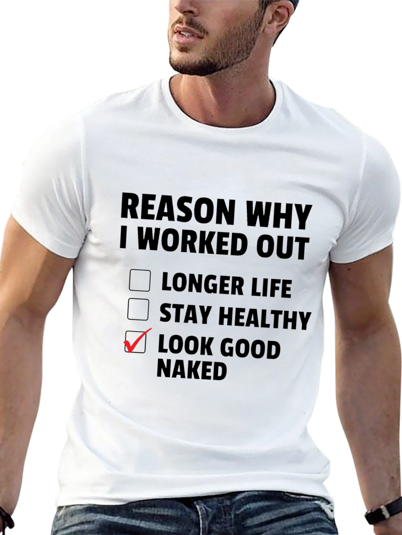 Black Reason Why I Workout Funny T-Shirt view 13