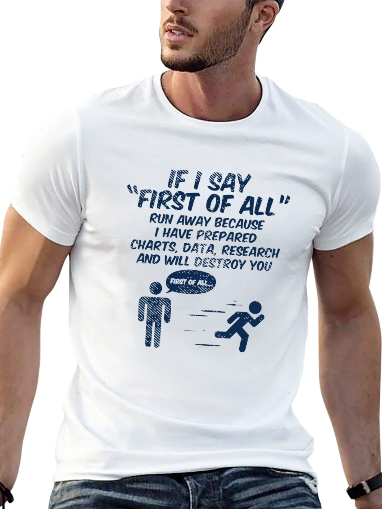 Black First of All Funny Graphic Tee - Run Away! view 13