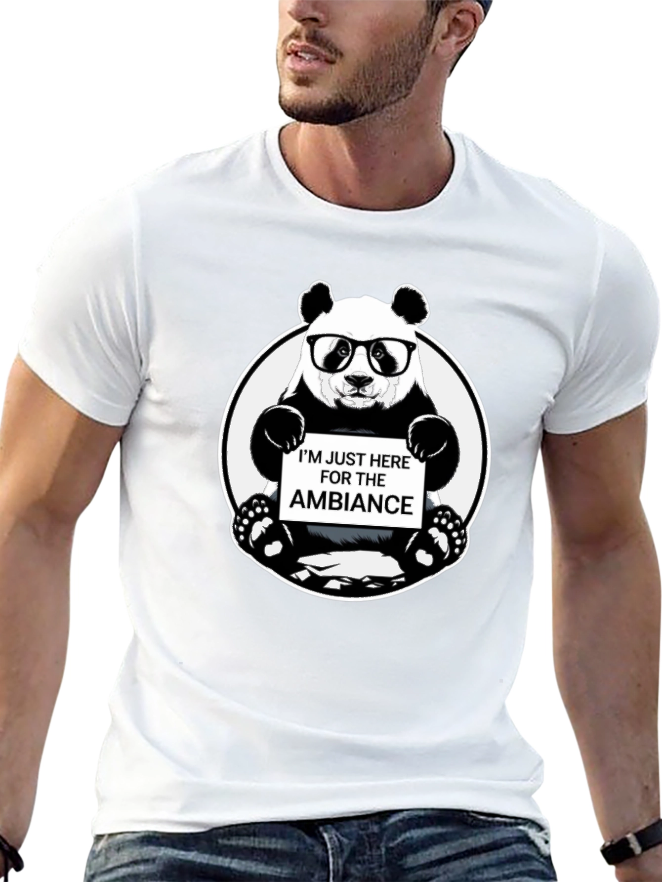 Black Funny Panda 'Ambiance' Graphic Print Black T-Shirt view 13