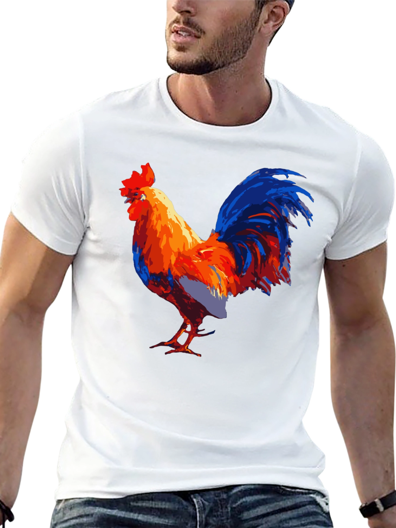 Black Bold Rooster Graphic Tee - Men's Black T-Shirt view 13
