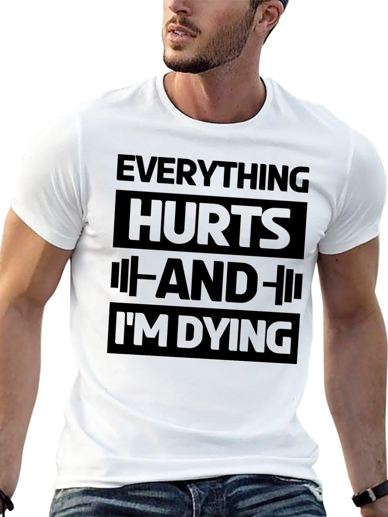 Black Everything Hurts Funny Workout Gym T-Shirt view 13