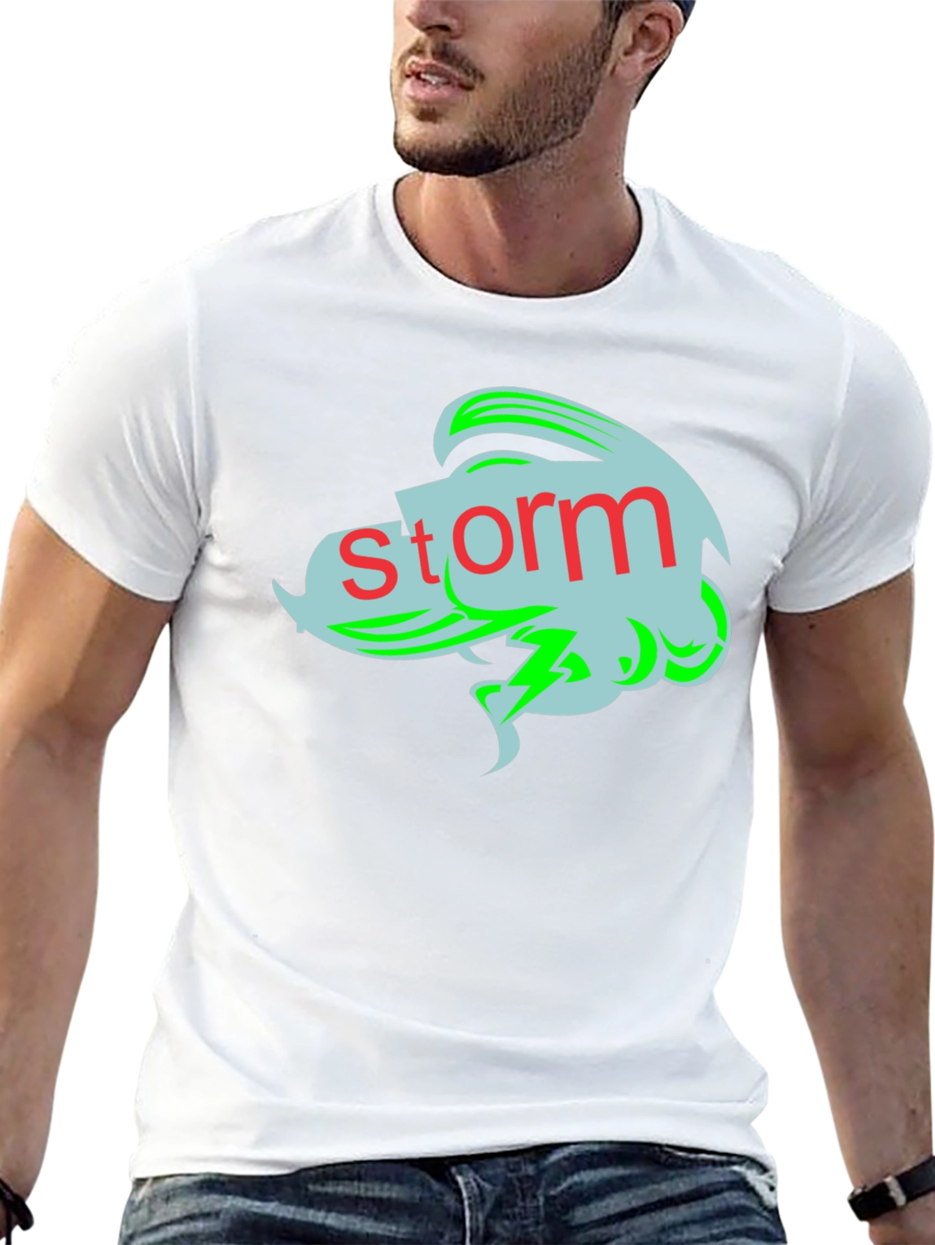 Black Storm Graphic Tee - Black Cotton T-Shirt view 13