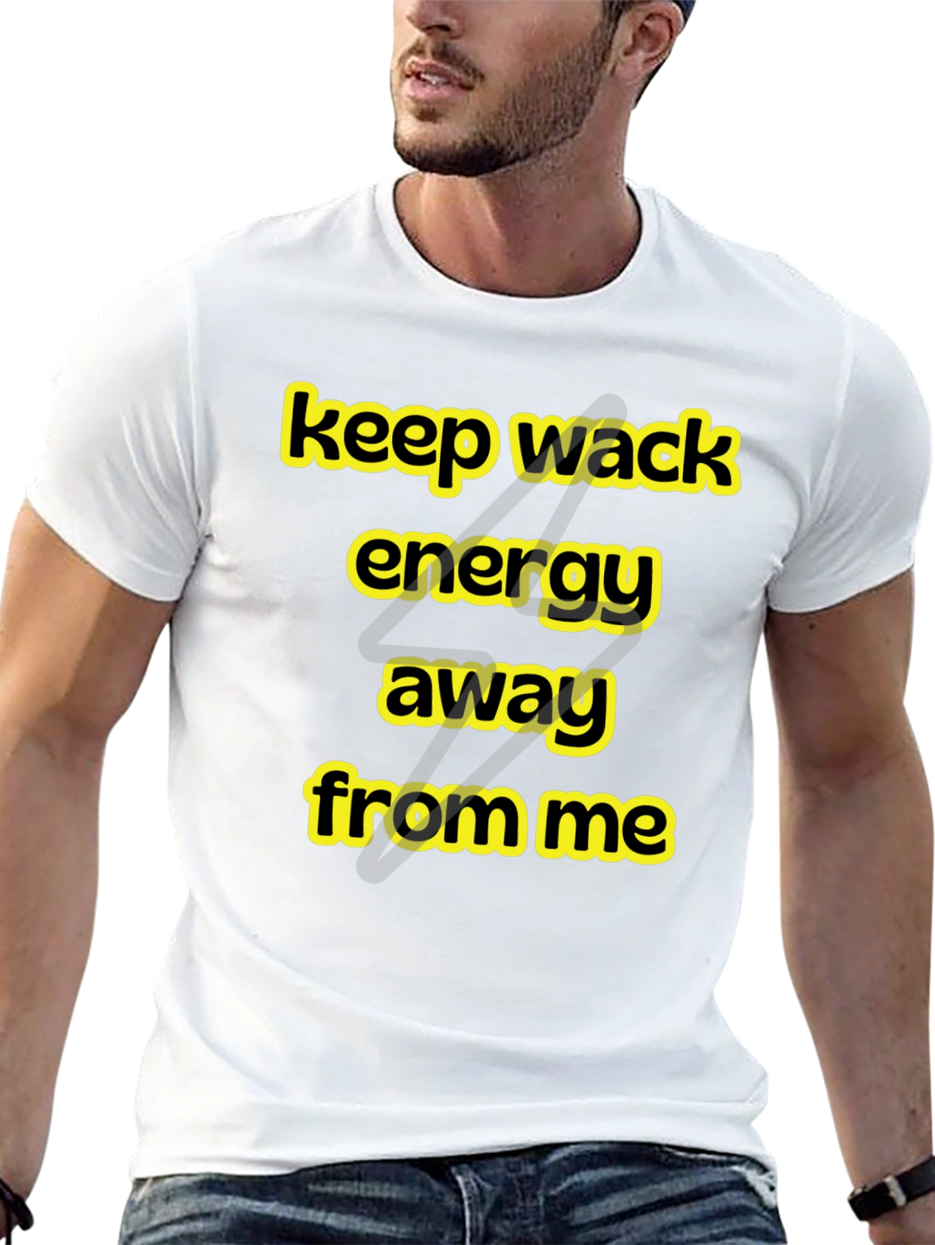 Black Keep Wack Energy Away Black Graphic Tee view 13