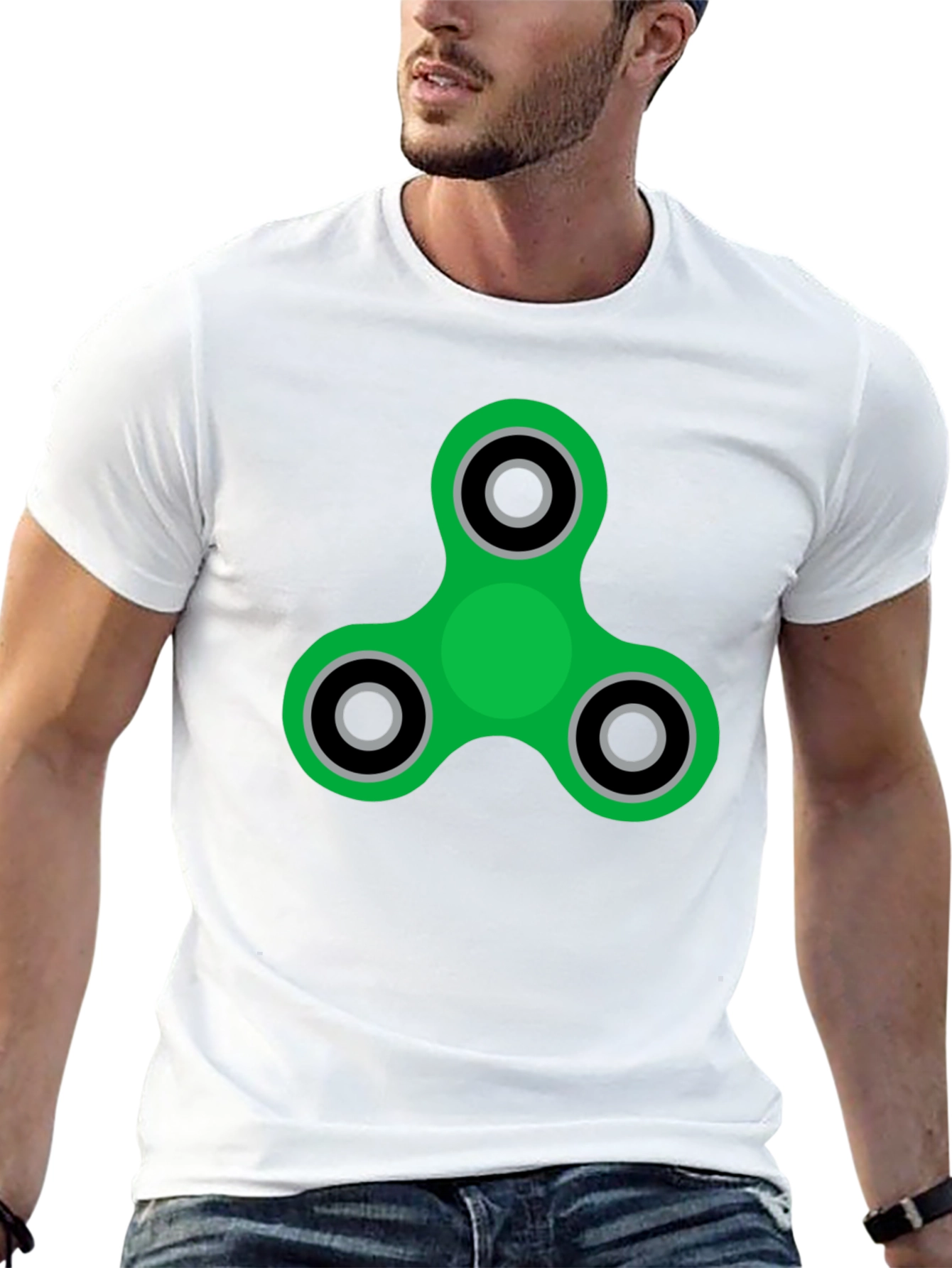 Black Fidget Spinner Graphic Tee - Black Cotton Blend view 13