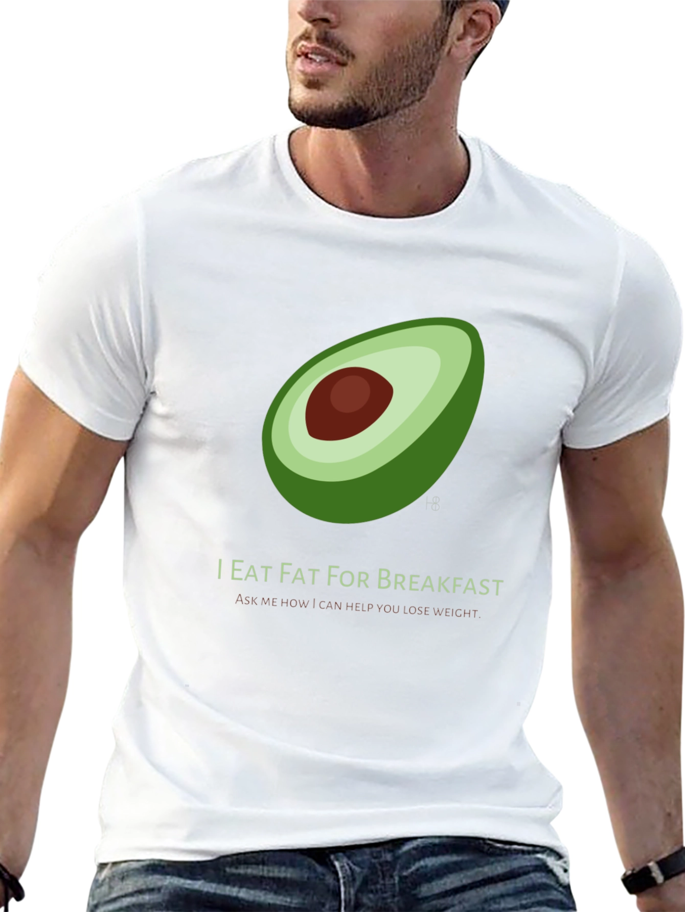 Black I Eat Fat for Breakfast T-Shirt - Avocado Graphic view 13