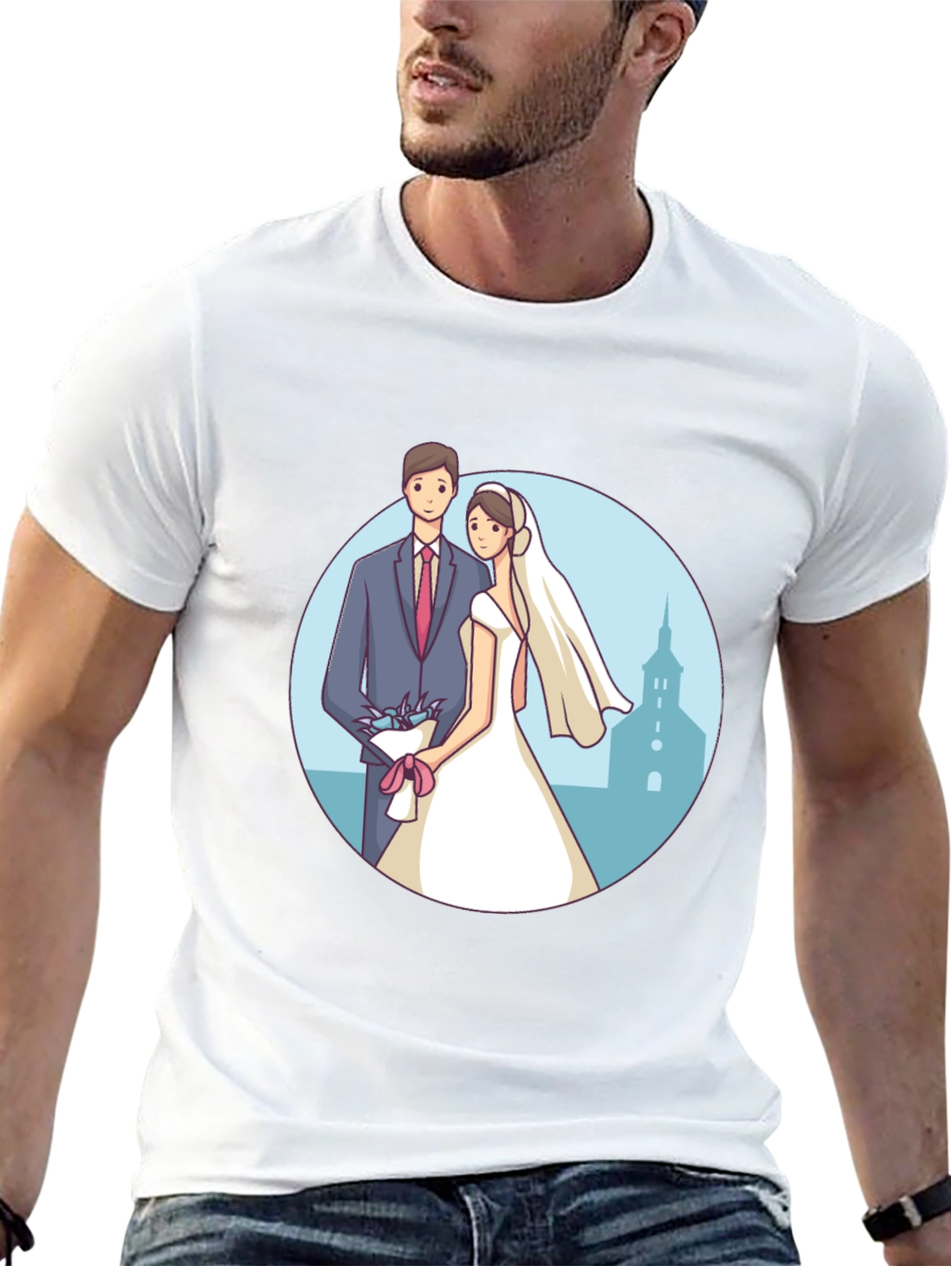 Wedding Couple Graphic Tee - Romantic Black T-Shirt - 13
