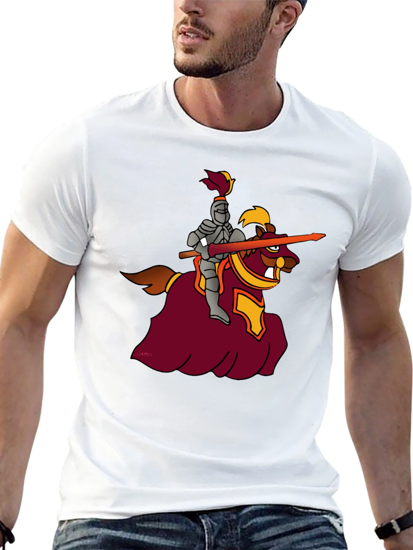 Black Knight on Horseback Graphic Black T-Shirt view 13