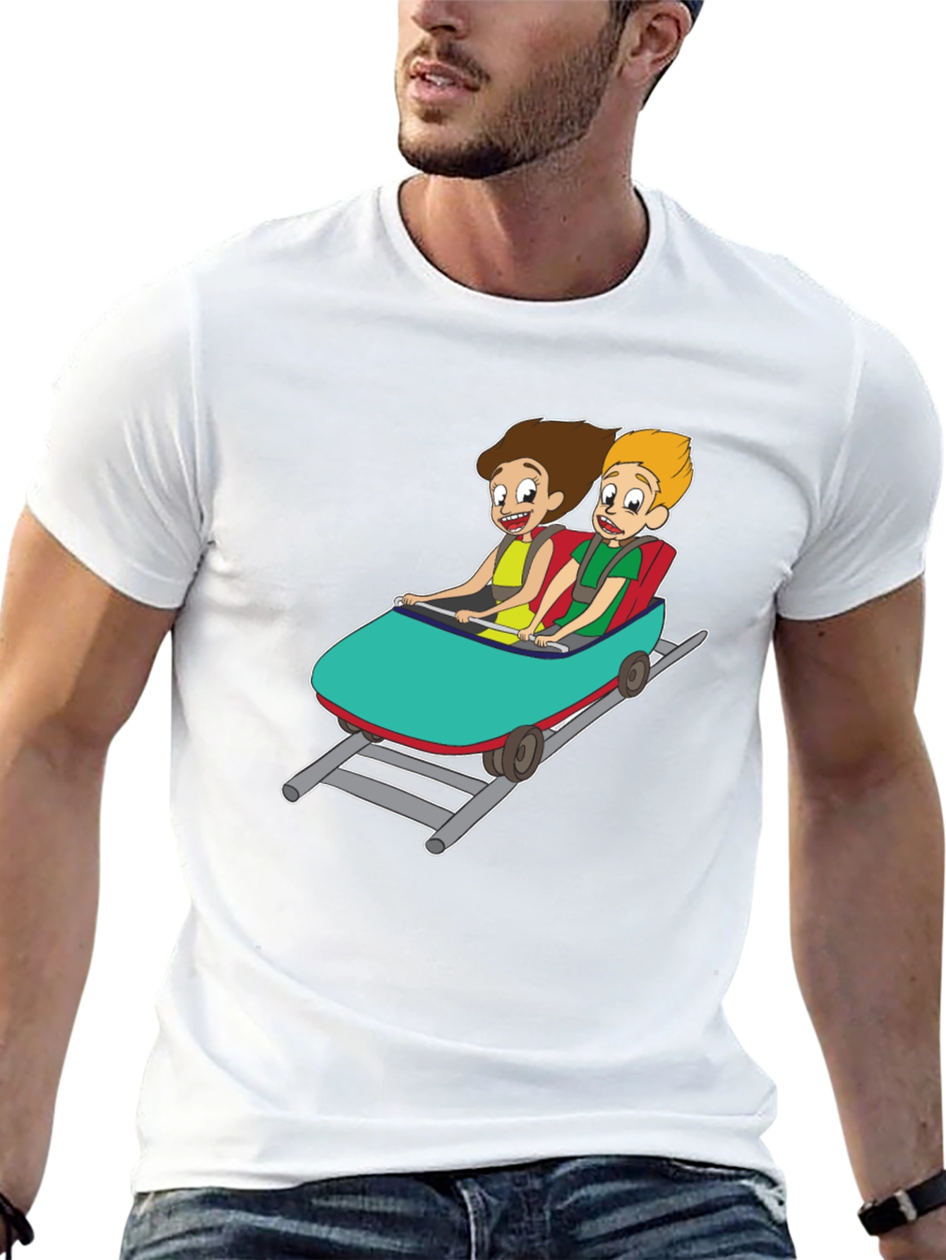 Black Cartoon Roller Coaster T-Shirt view 13