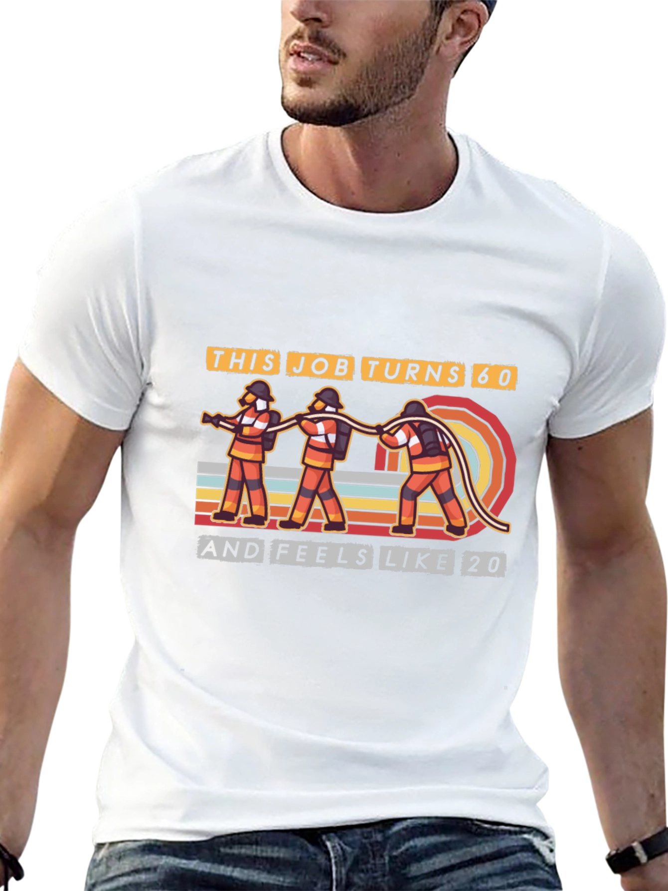 Black Firefighter 'This Job Turns 60' Graphic T-Shirt view 13