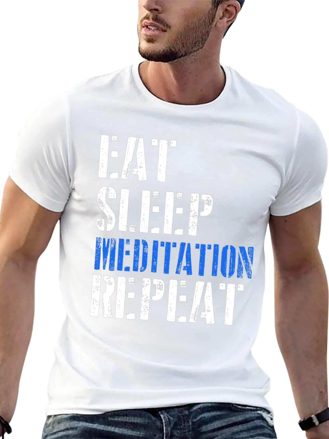 Black Eat Sleep Meditation Repeat Graphic T-Shirt view 13