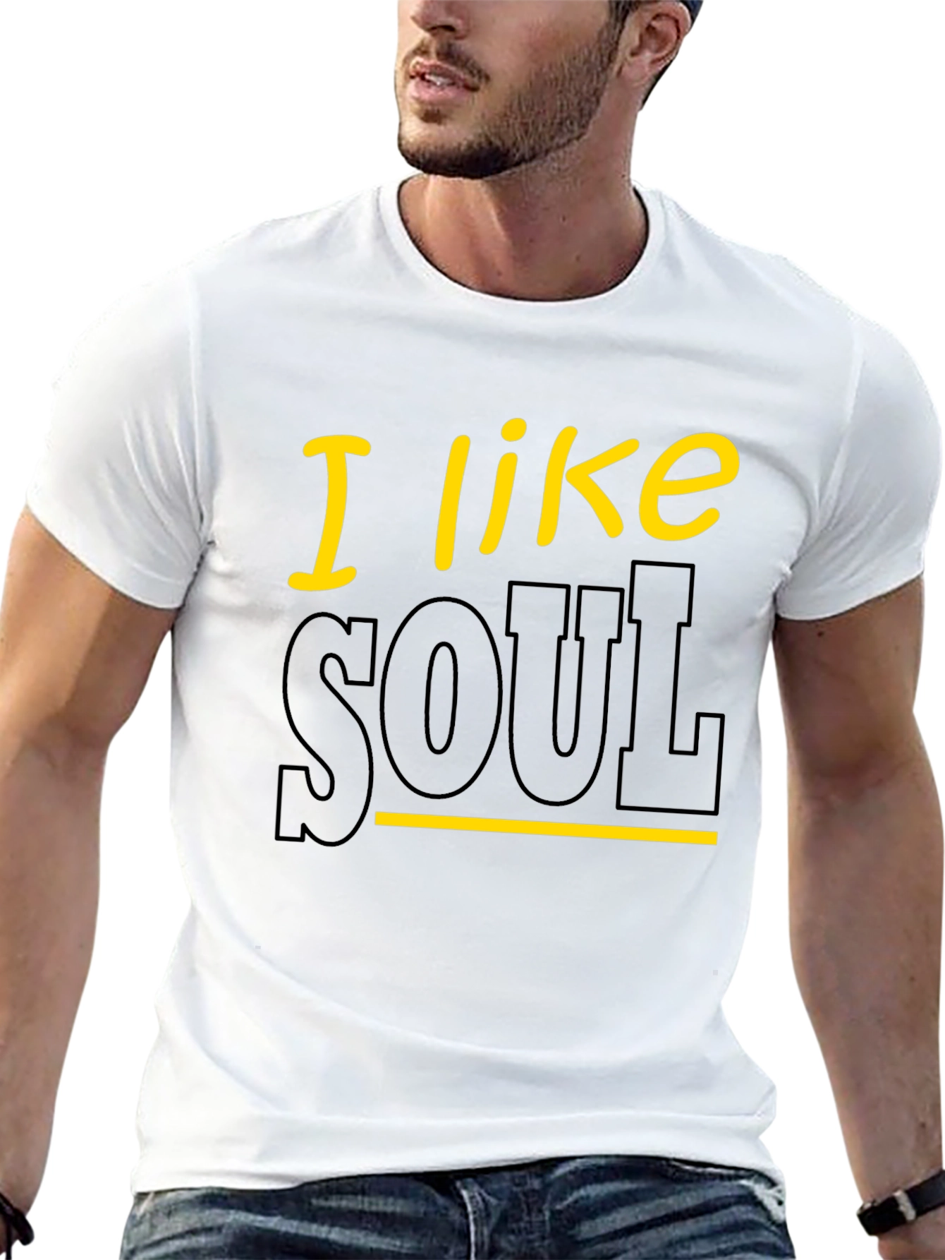 Black I Like Soul Graphic Tee - Black Cotton T-Shirt view 13