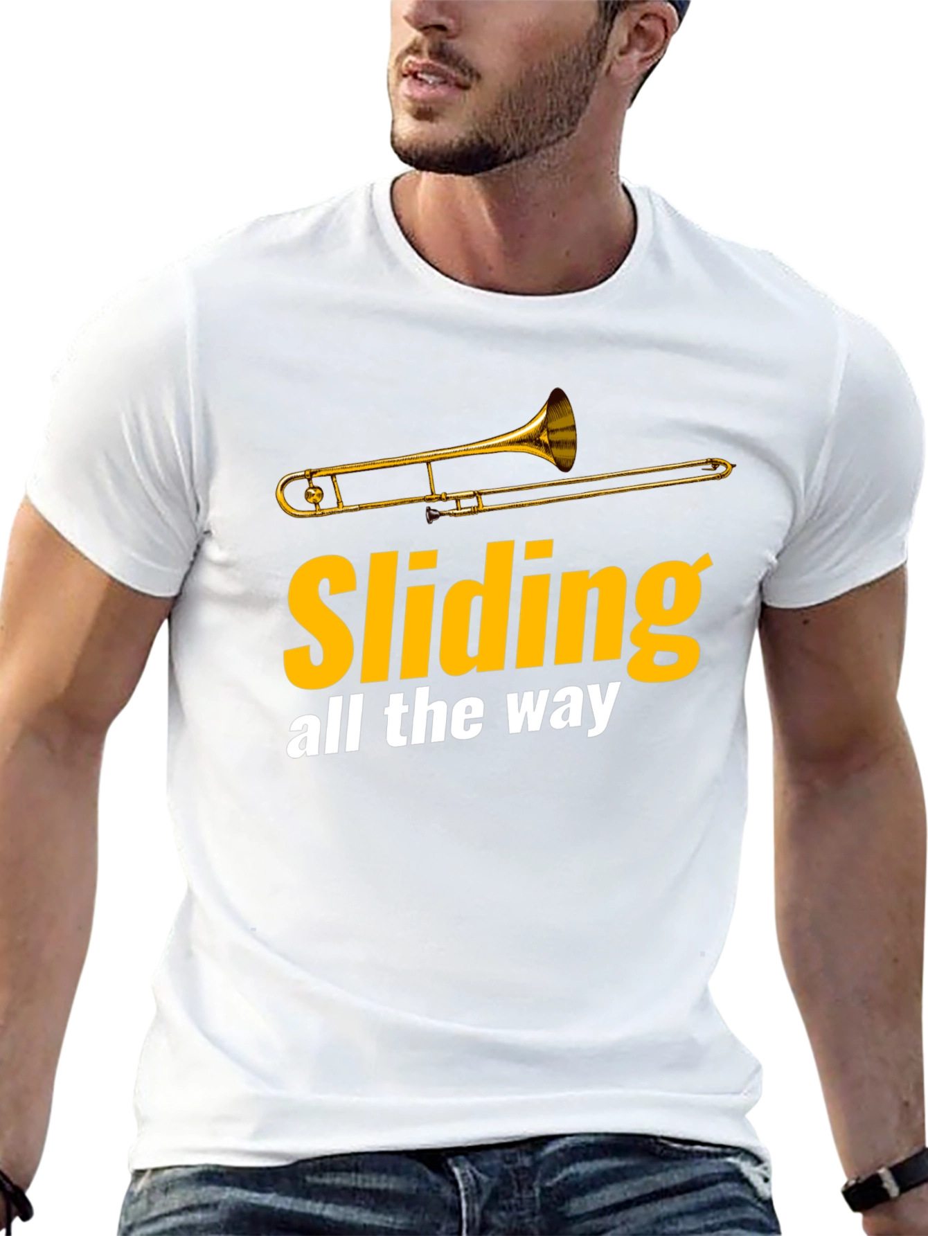 Black Sliding All The Way Trombone T-Shirt view 13