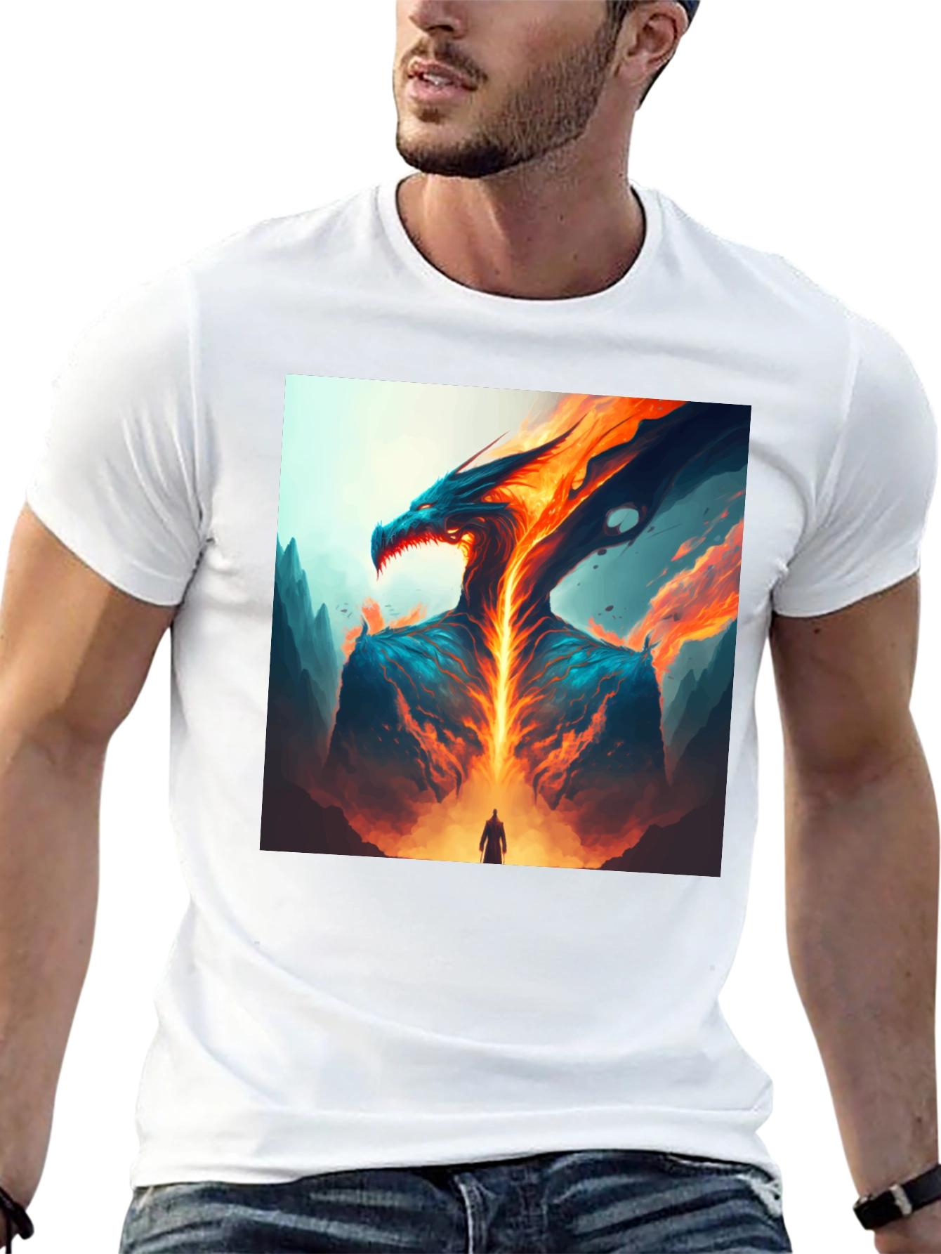 Black Fiery Dragon Graphic Tee view 13