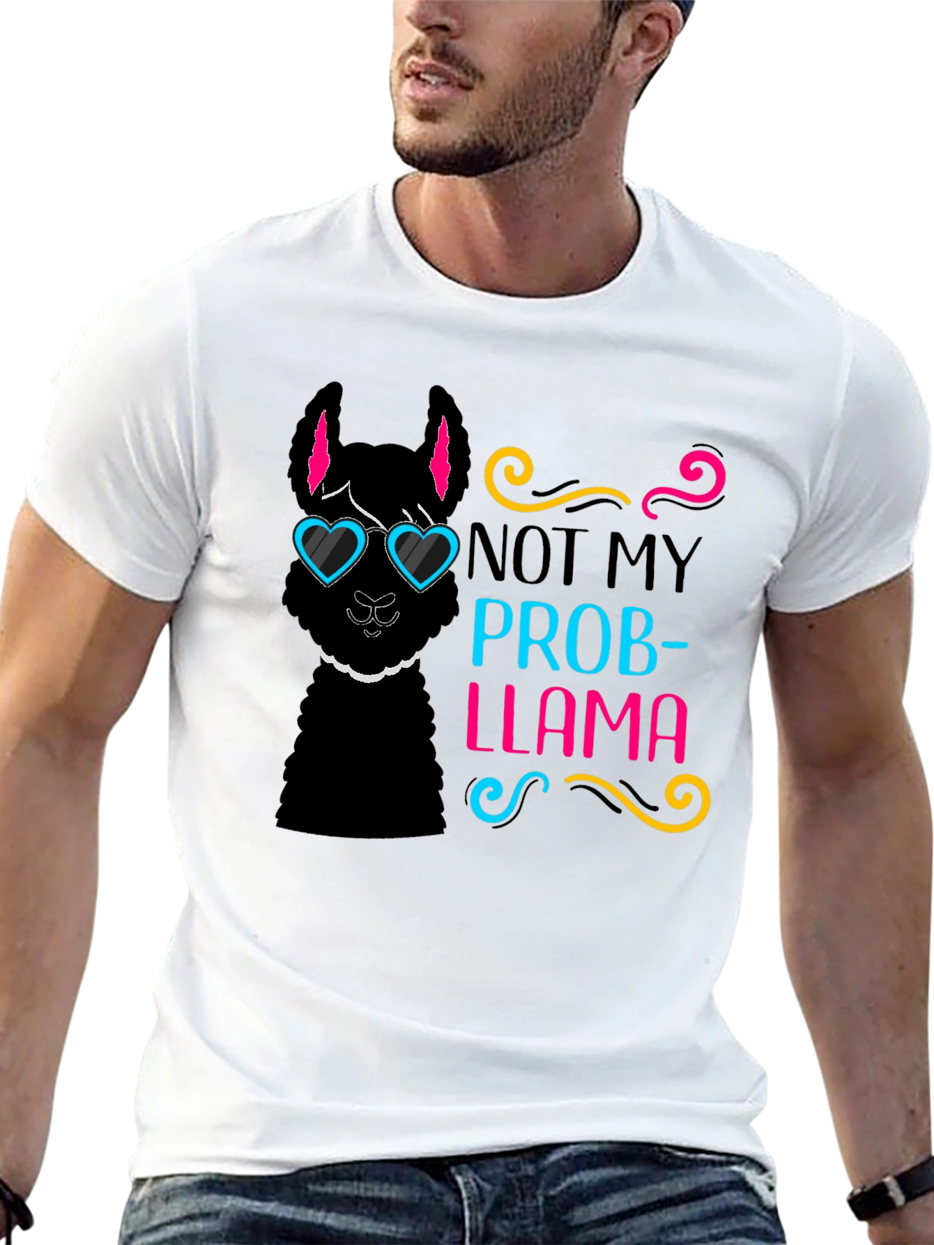 Black Not My Prob-Llama T-Shirt, Funny Graphic Tee view 13