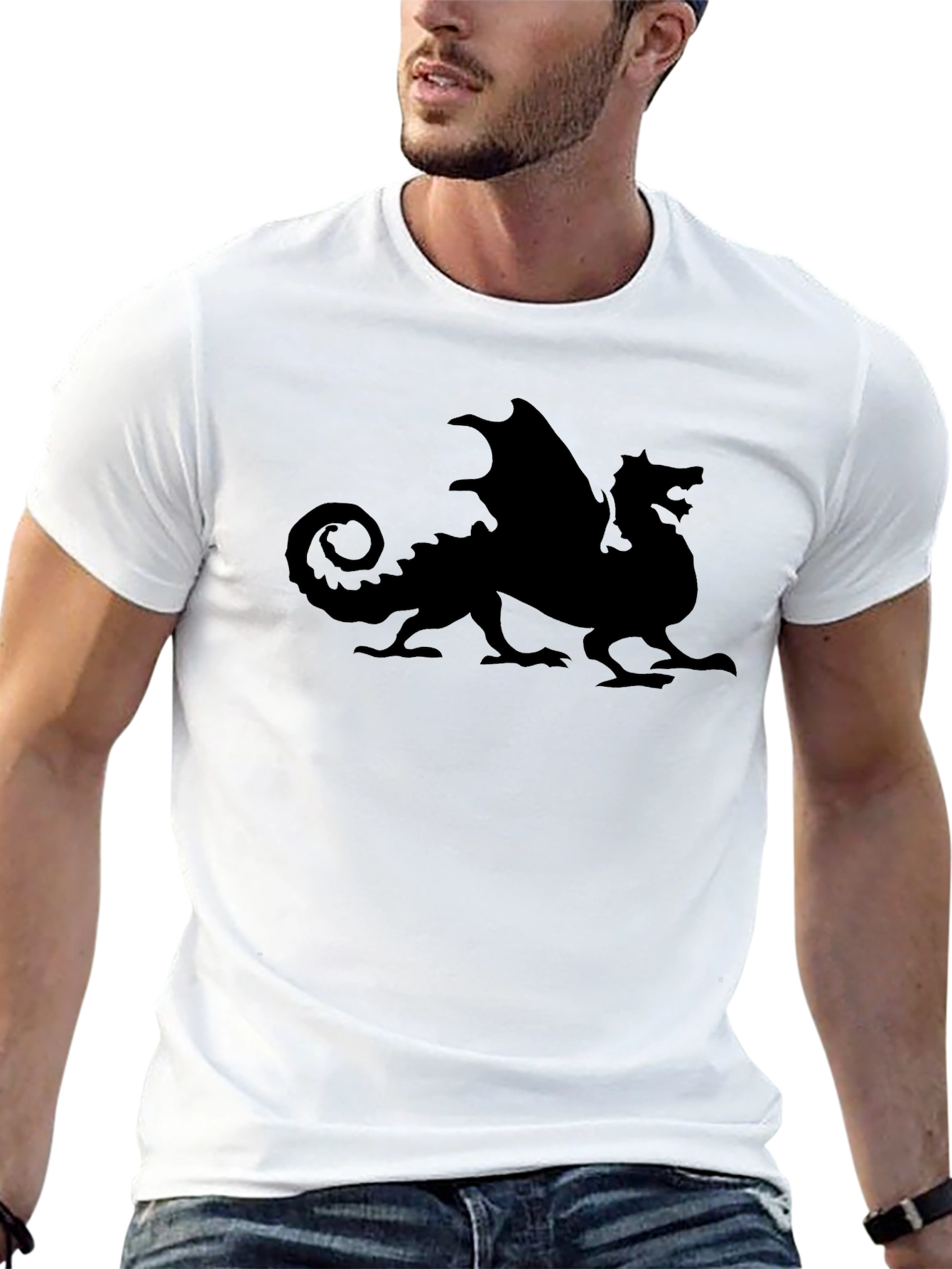 Black Dragon Silhouette Black T-Shirt view 13