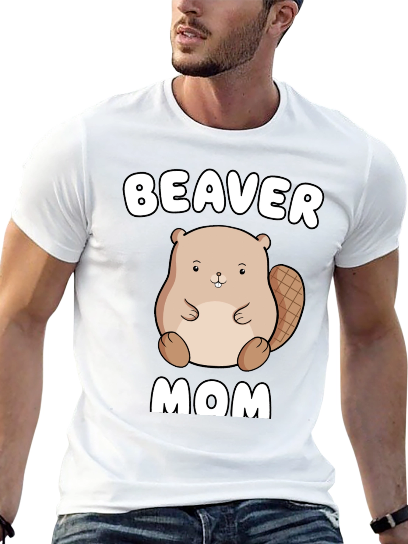 Black Beaver Mom Graphic Tee - Unisex Cotton T-Shirt view 13
