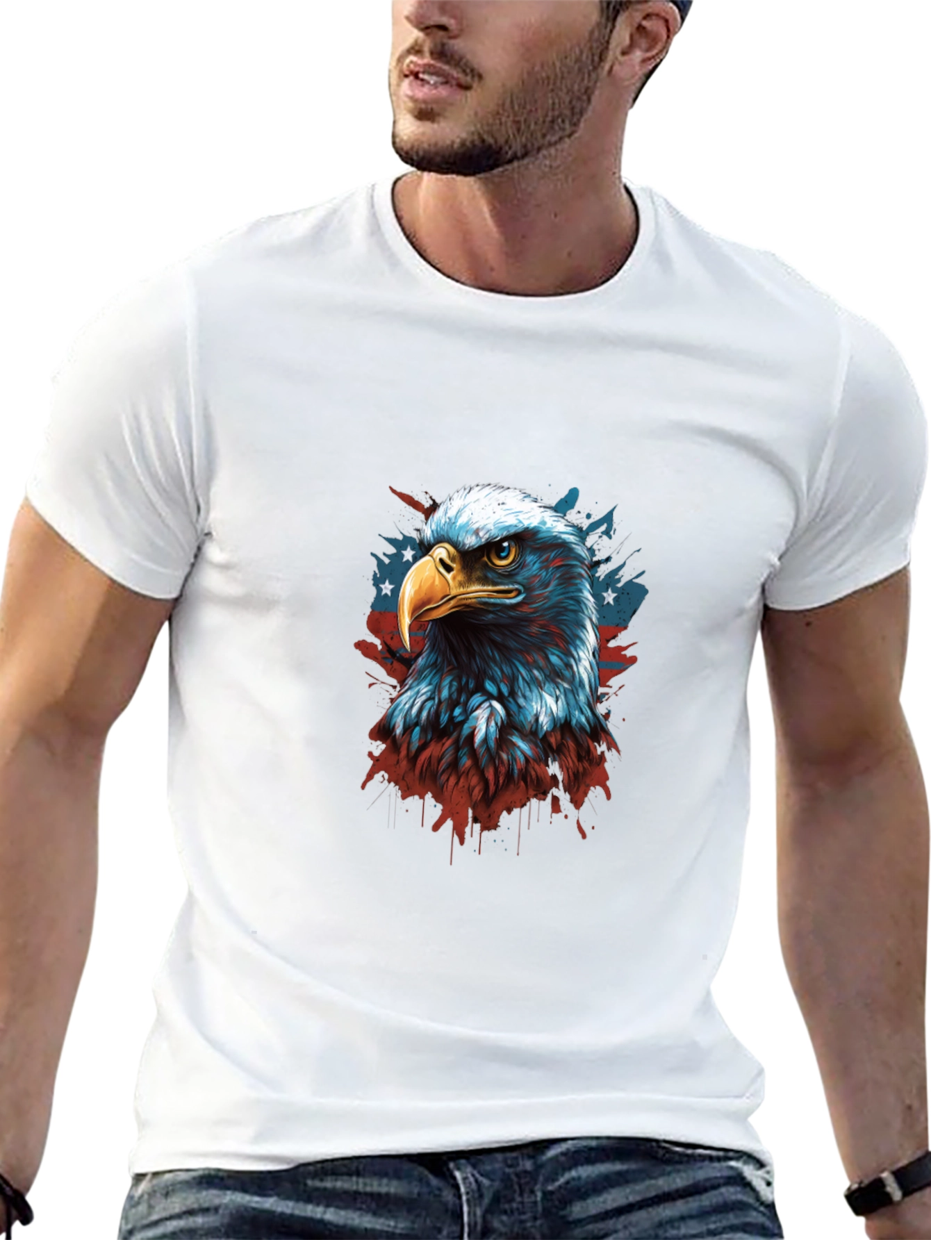 Black Patriotic Eagle Graphic Tee - Men's Black T-Shirt view 13