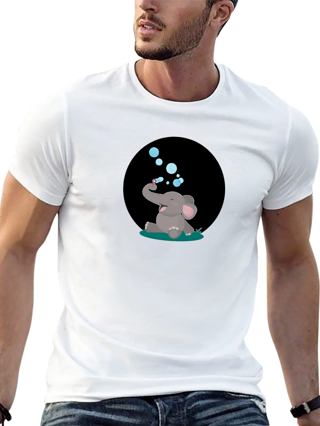 Black Elephant Bubbles Graphic Tee - Black T-Shirt view 13