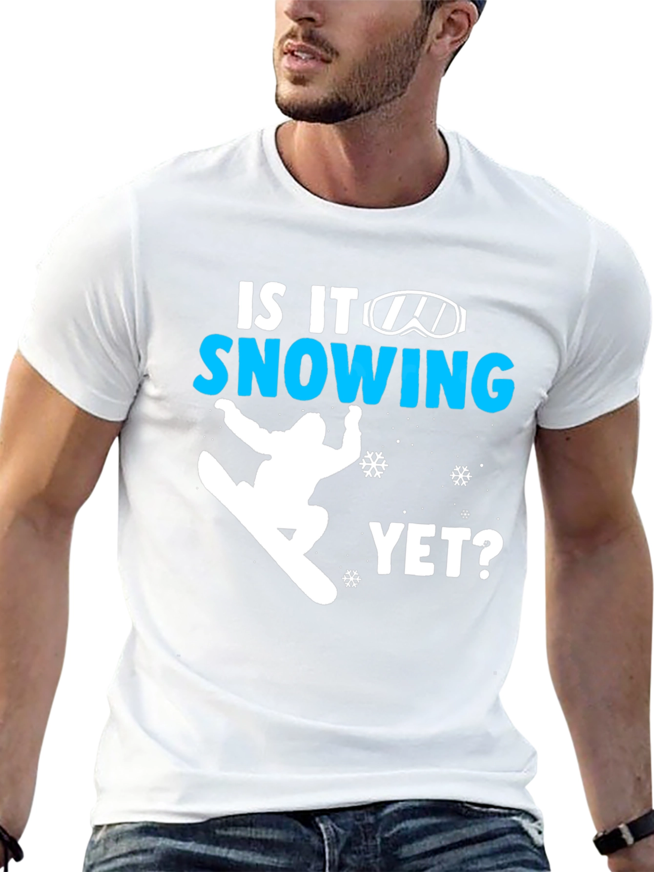 Black Snowboarding T-Shirt - Is It Snowing Yet? view 13