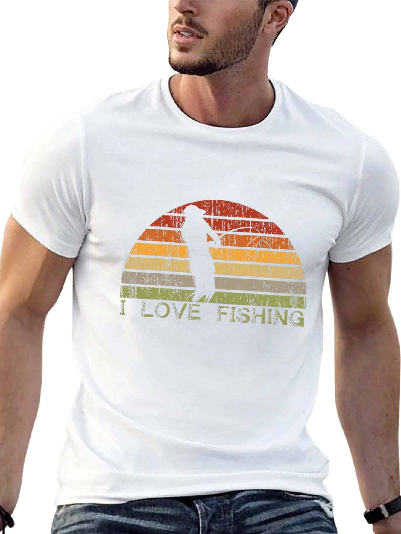 Black I Love Fishing Retro T-Shirt view 13