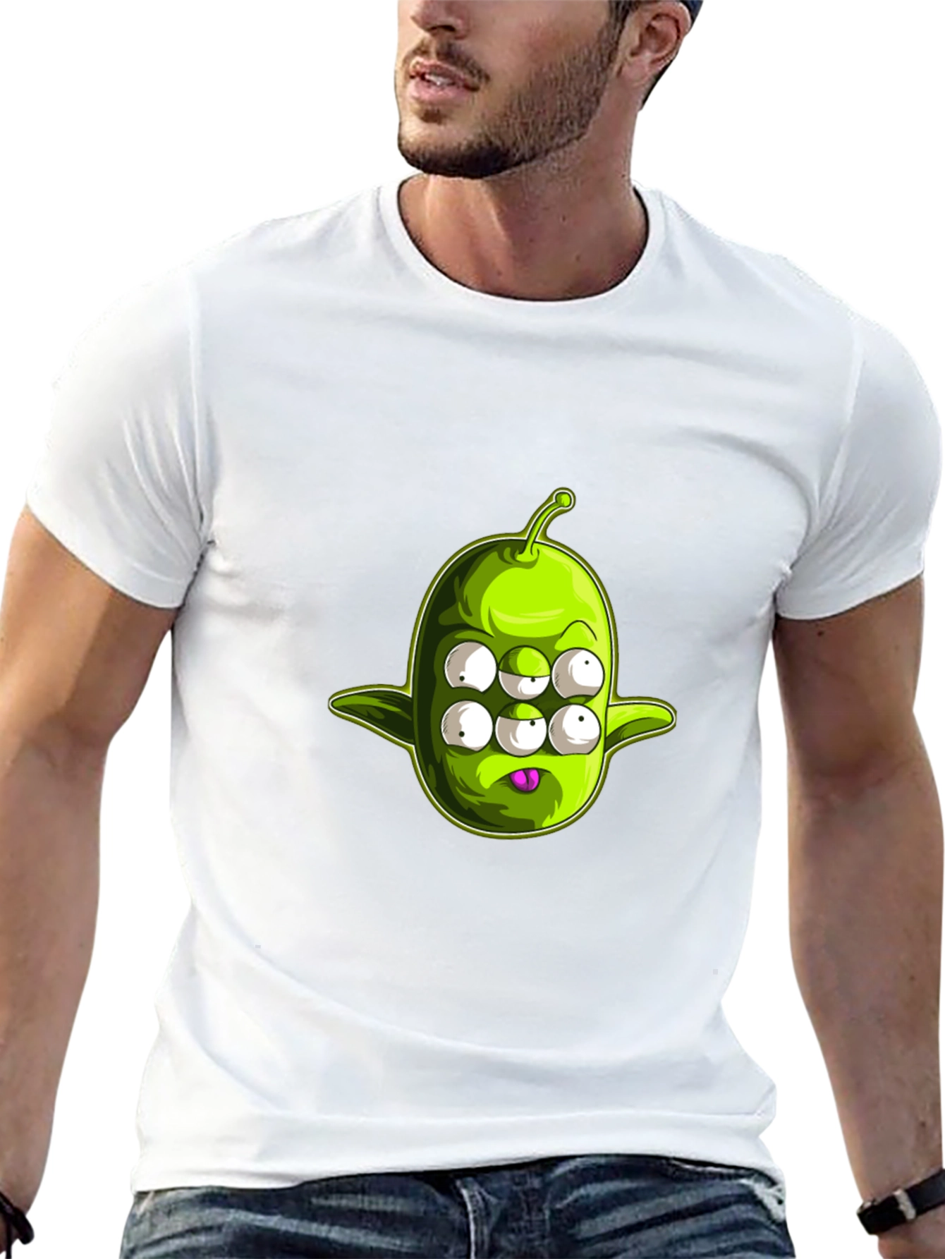 Black Six-Eyed Alien Graphic Tee - Men's Black T-Shirt view 13