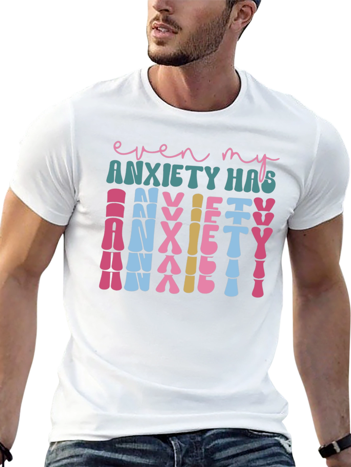 Black Anxiety Graphic Tee - Unique Statement Shirt view 13