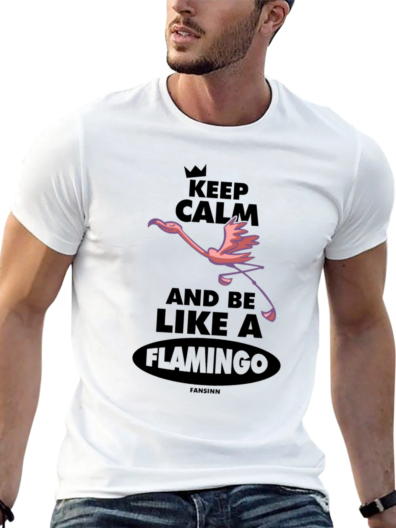 Black Keep Calm and Be Like A Flamingo T-Shirt view 13