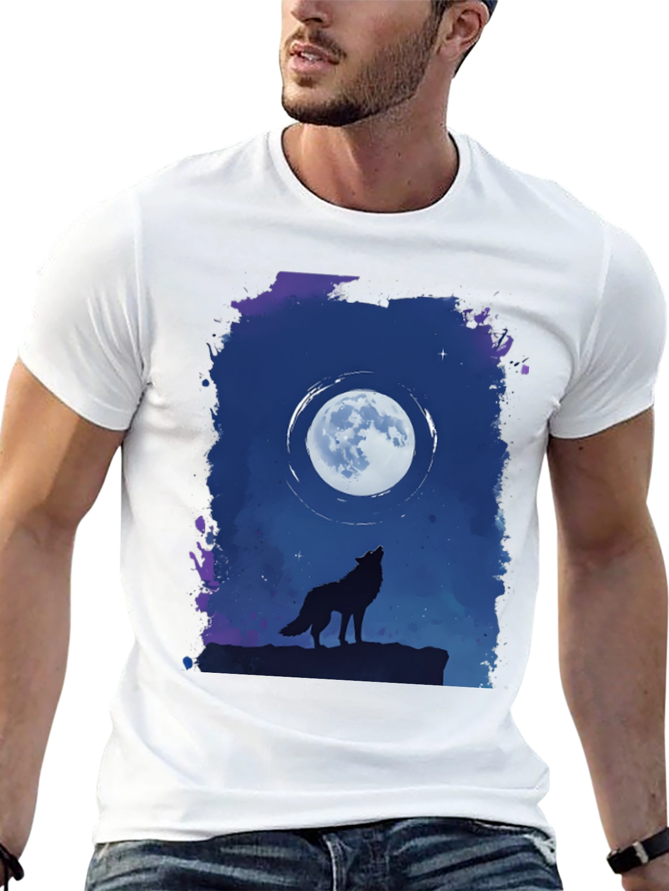 Black Wolf Moon Graphic T-Shirt - Black view 13