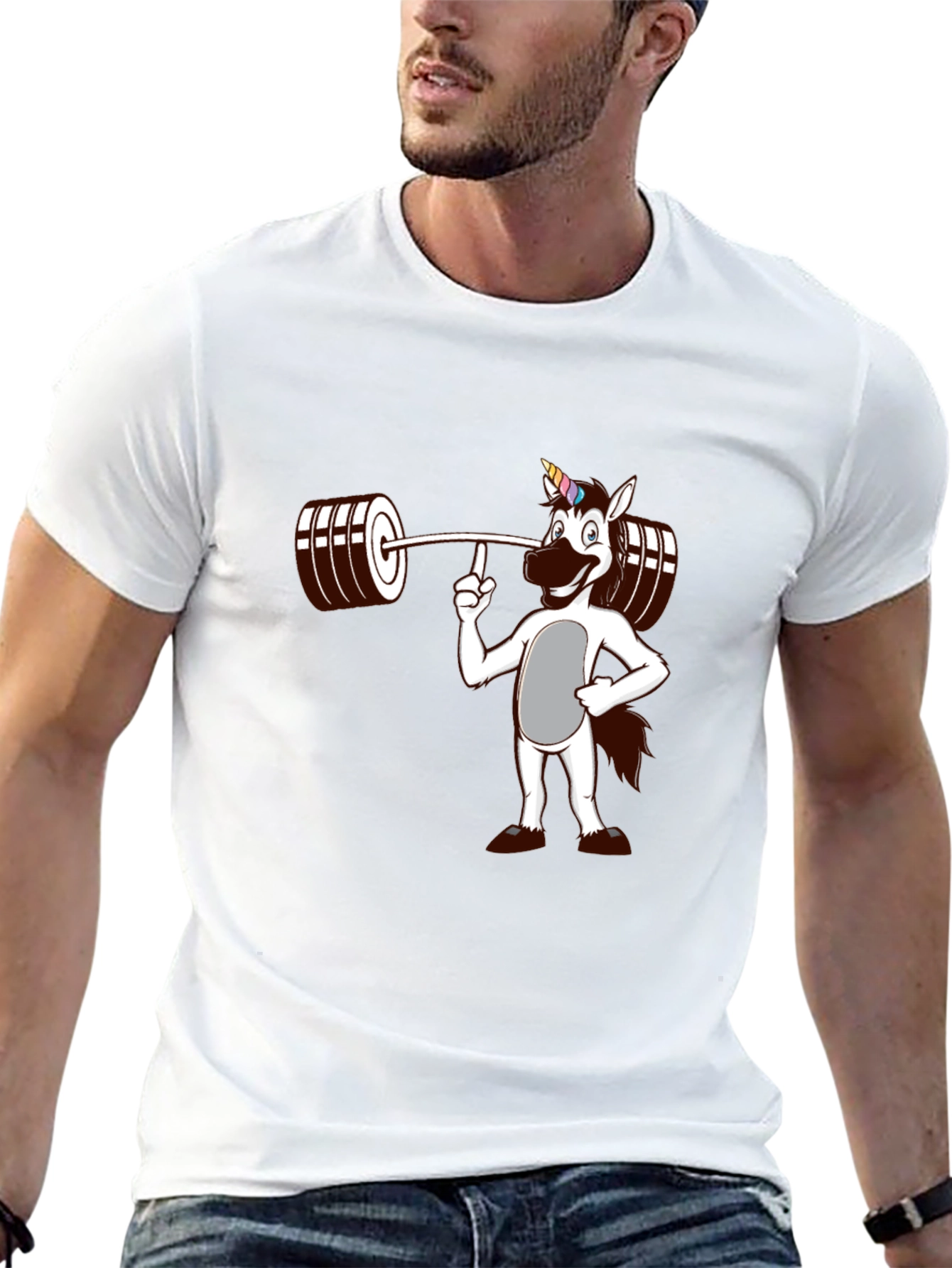 Black Unicorn Lifting Weights Graphic T-Shirt view 13