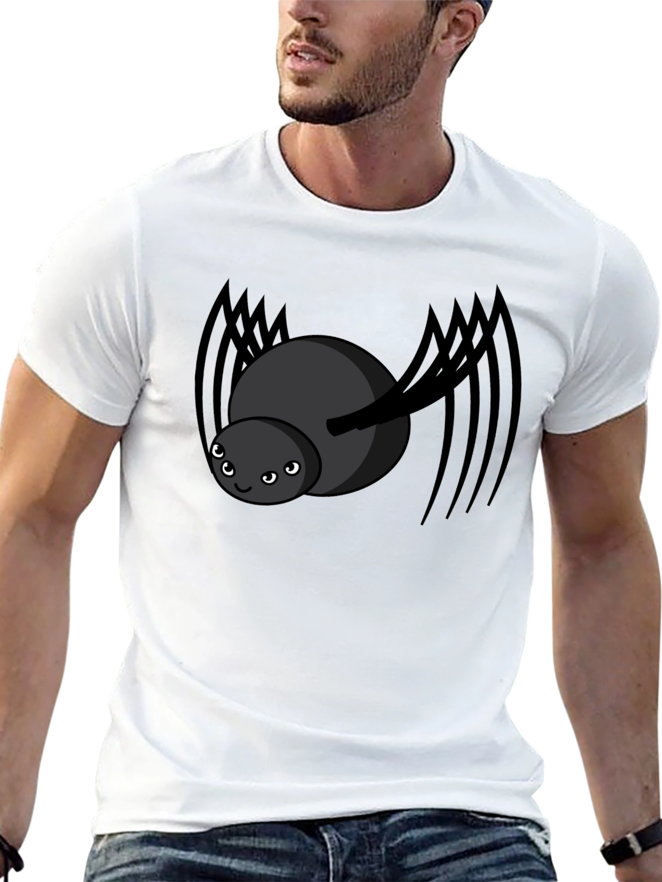 Black Cute Spider Graphic Black T-Shirt view 13