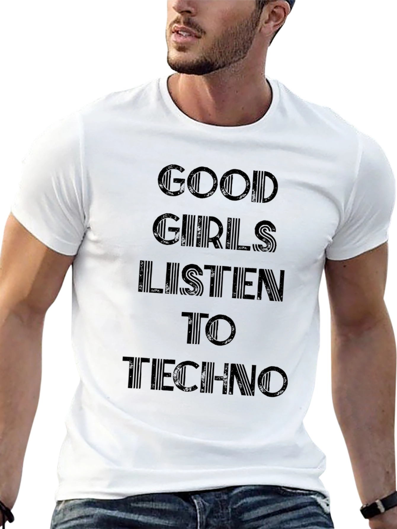 Black Good Girls Listen to Techno Black T-Shirt view 13