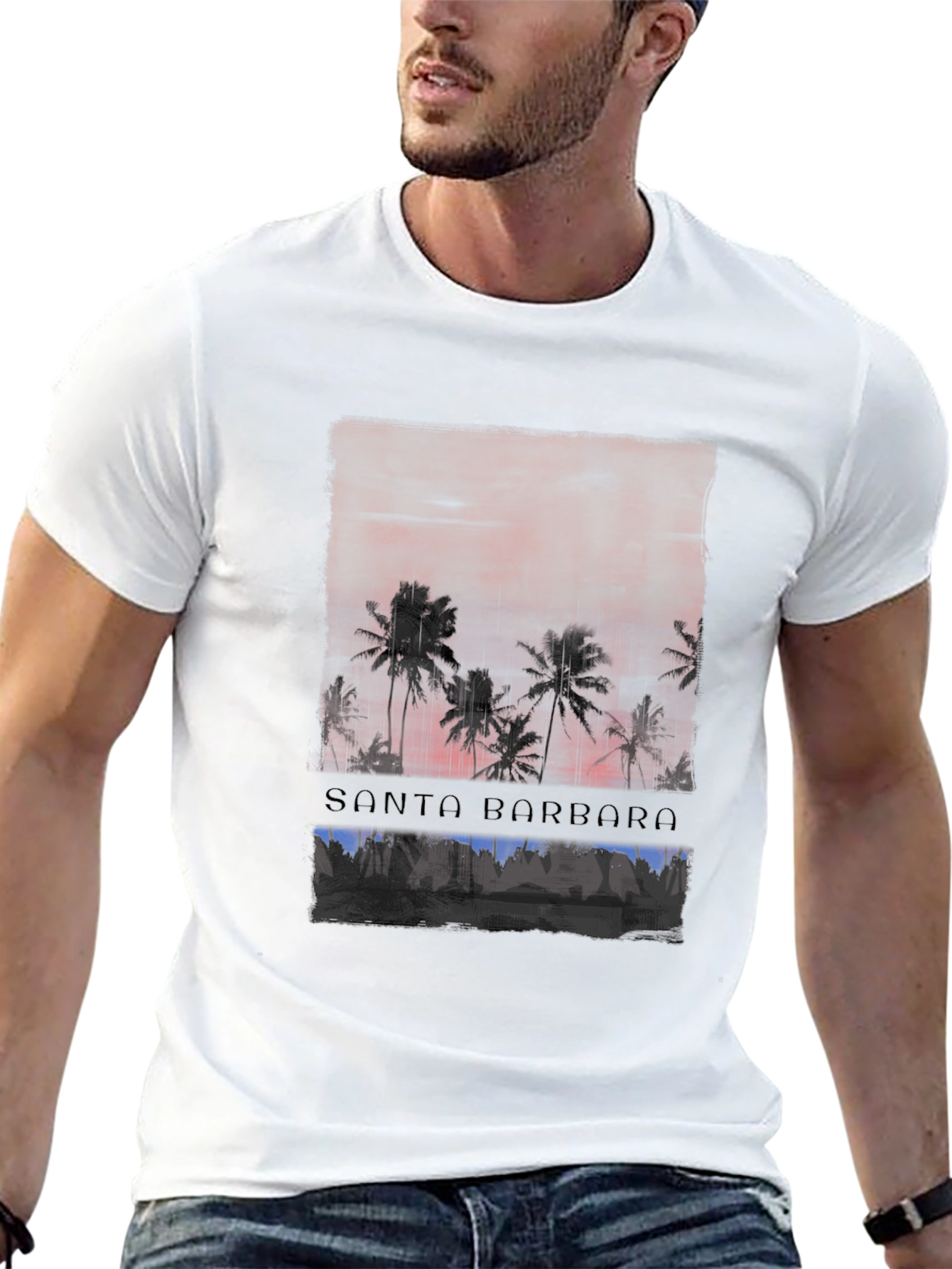 Black Santa Barbara Palm Sunset Graphic Tee view 13